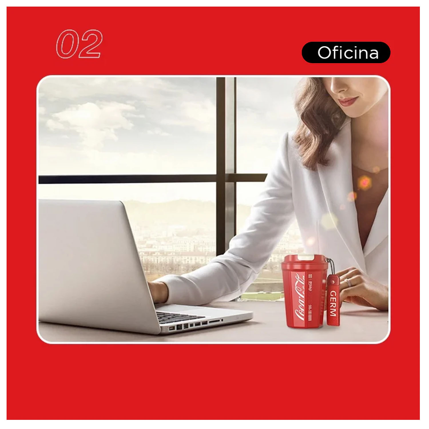 TERMO GERM ROMBO COCA COLA ROJO 390ML ACERO INOXIDABLE - 3