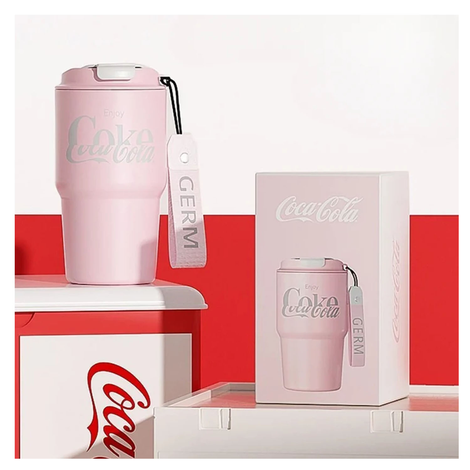 VASO TÉRMICO GERM COCA‑COLA CORAL ROSA 590 ML - 3