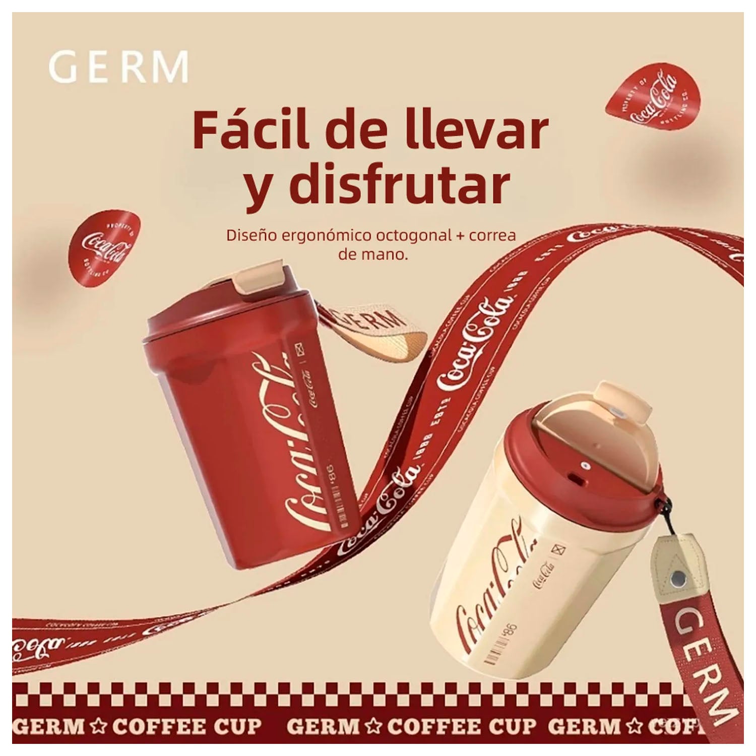 TERMO GERM ROMBO COCA COLA AZUL 390ML ACERO INOXIDABLE - 2