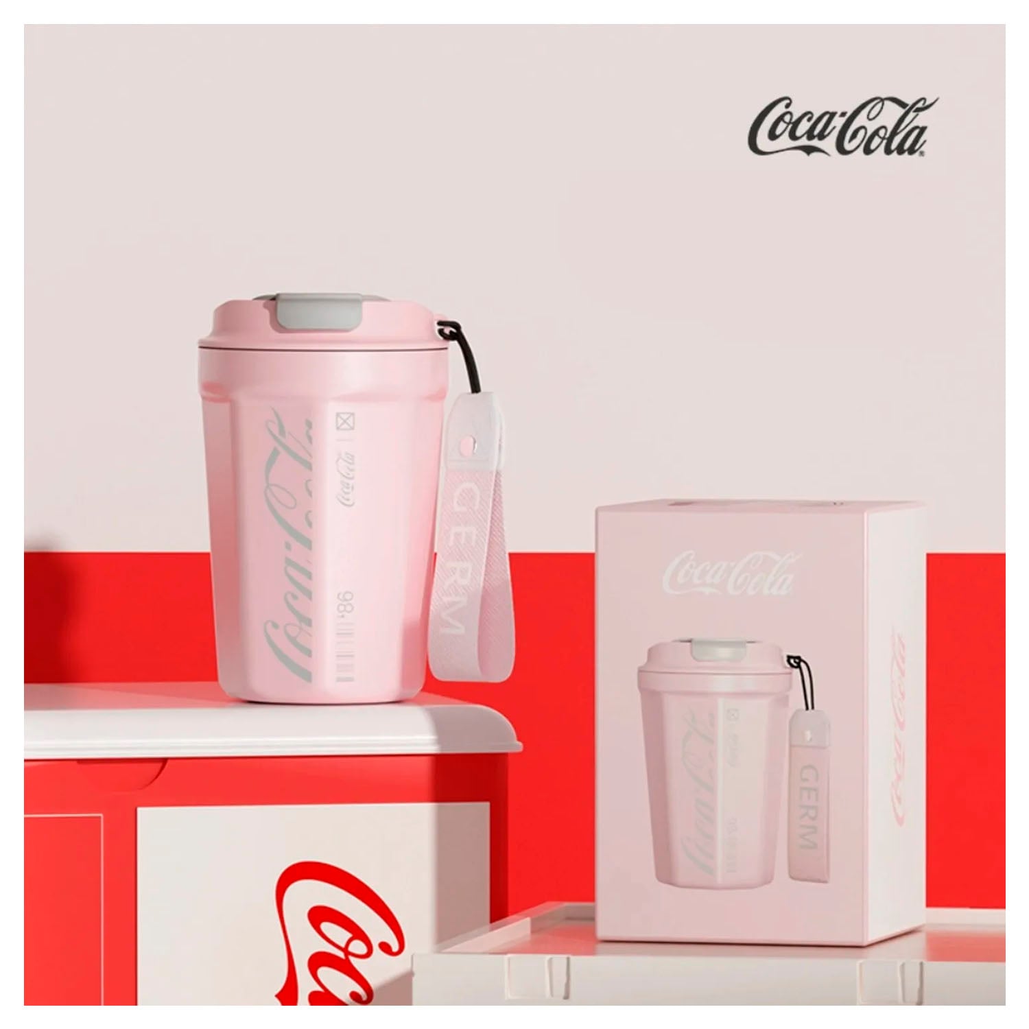 TERMO GERM ROMBO COCA COLA ROSA 390ML ACERO INOXIDABLE - 2