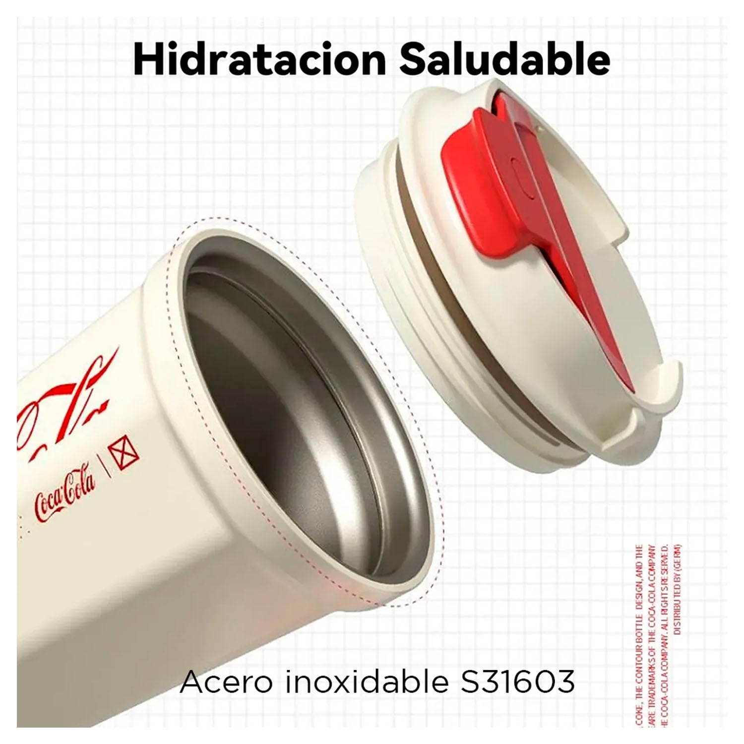 TERMO GERM ROMBO COCA COLA ROSA 390ML ACERO INOXIDABLE - 3