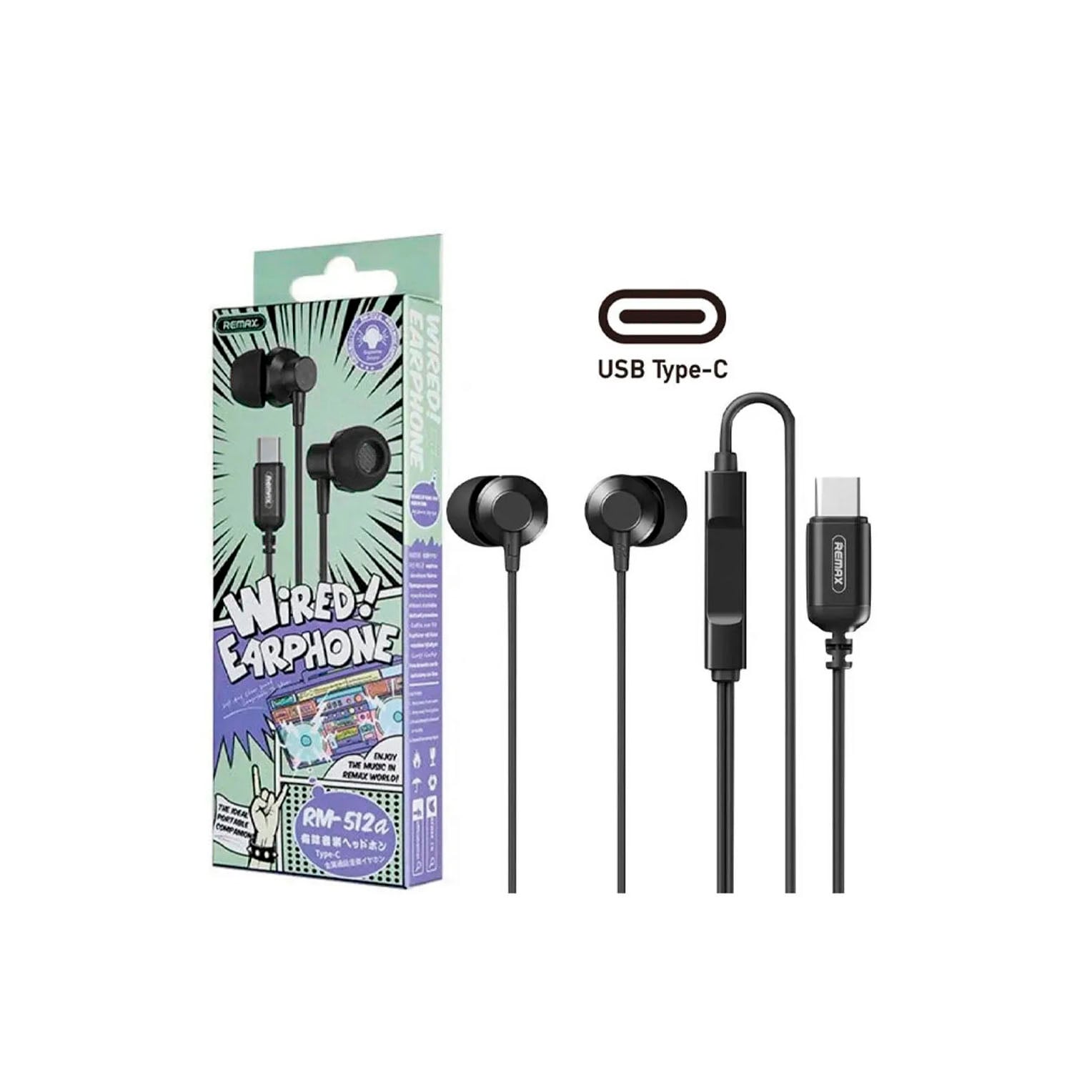 AUDIÓFONOS ALÁMBRICOS REMAX RM-512A NEGRO TYPE-C - 2