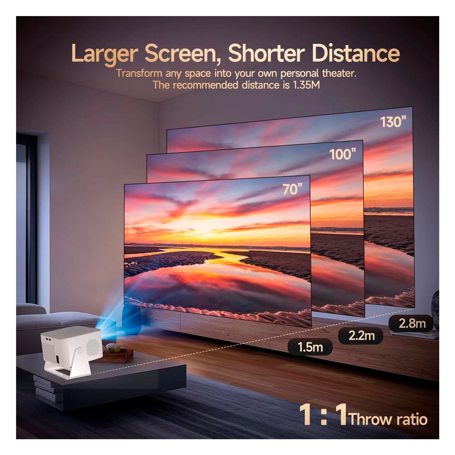 PROYECTOR PORTÁTIL MAGCUBIC HY350 MAX BLANCO HD 900 ANSI - 4