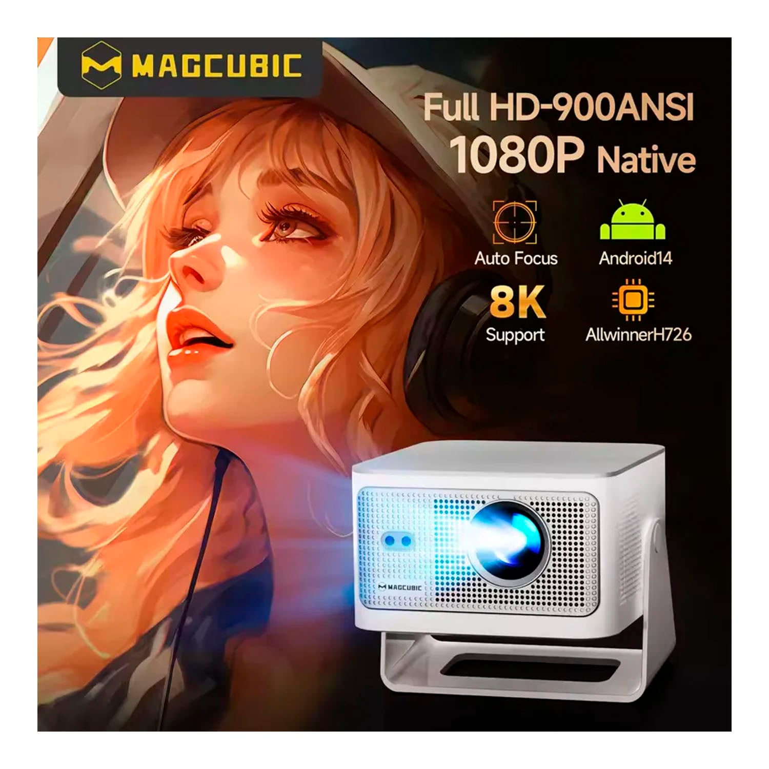 PROYECTOR PORTÁTIL MAGCUBIC HY350 MAX BLANCO HD 900 ANSI - 5