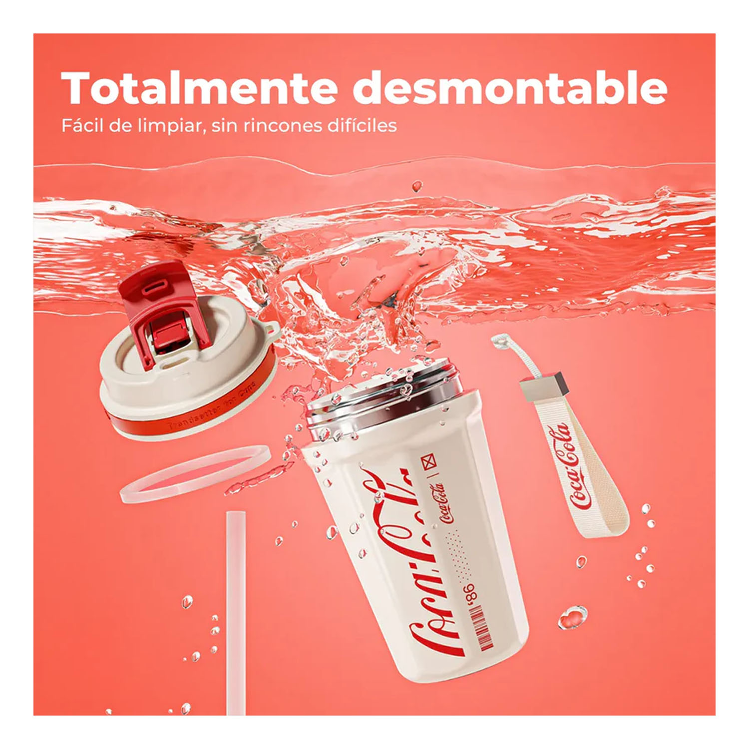 TERMO GERM ROMBO COCACOLA NEGRO 550ML ACERO INOXIDABLE - 3