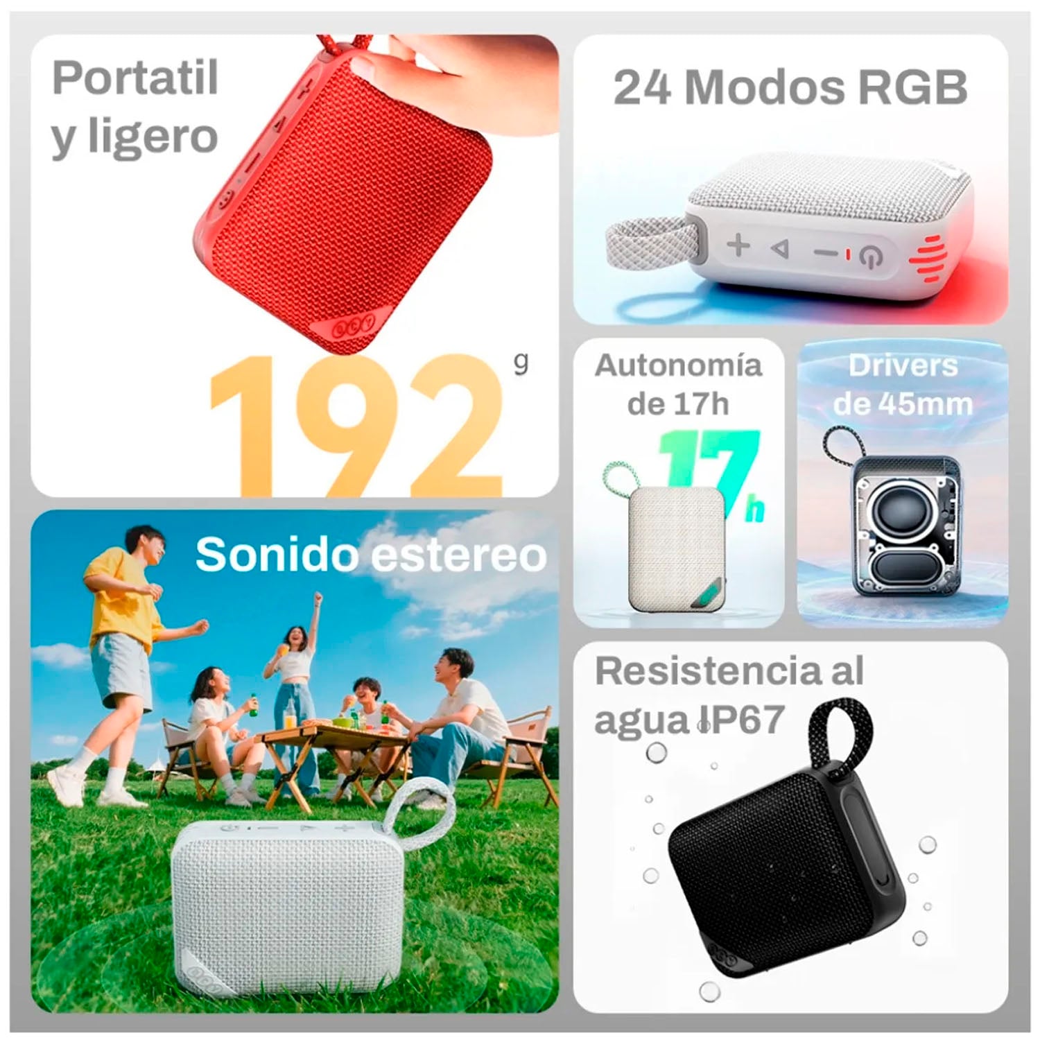 PARLANTE INALÁMBRICO QCY SP2 GRIS - 5