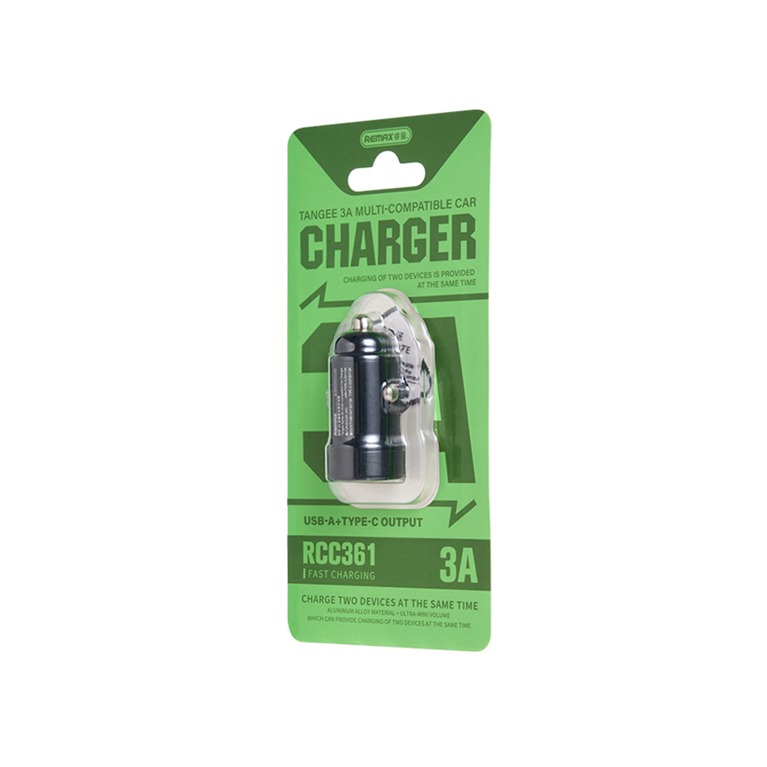 CARGADOR PARA AUTO REMAX RCC361 NEGRO 3A - 2