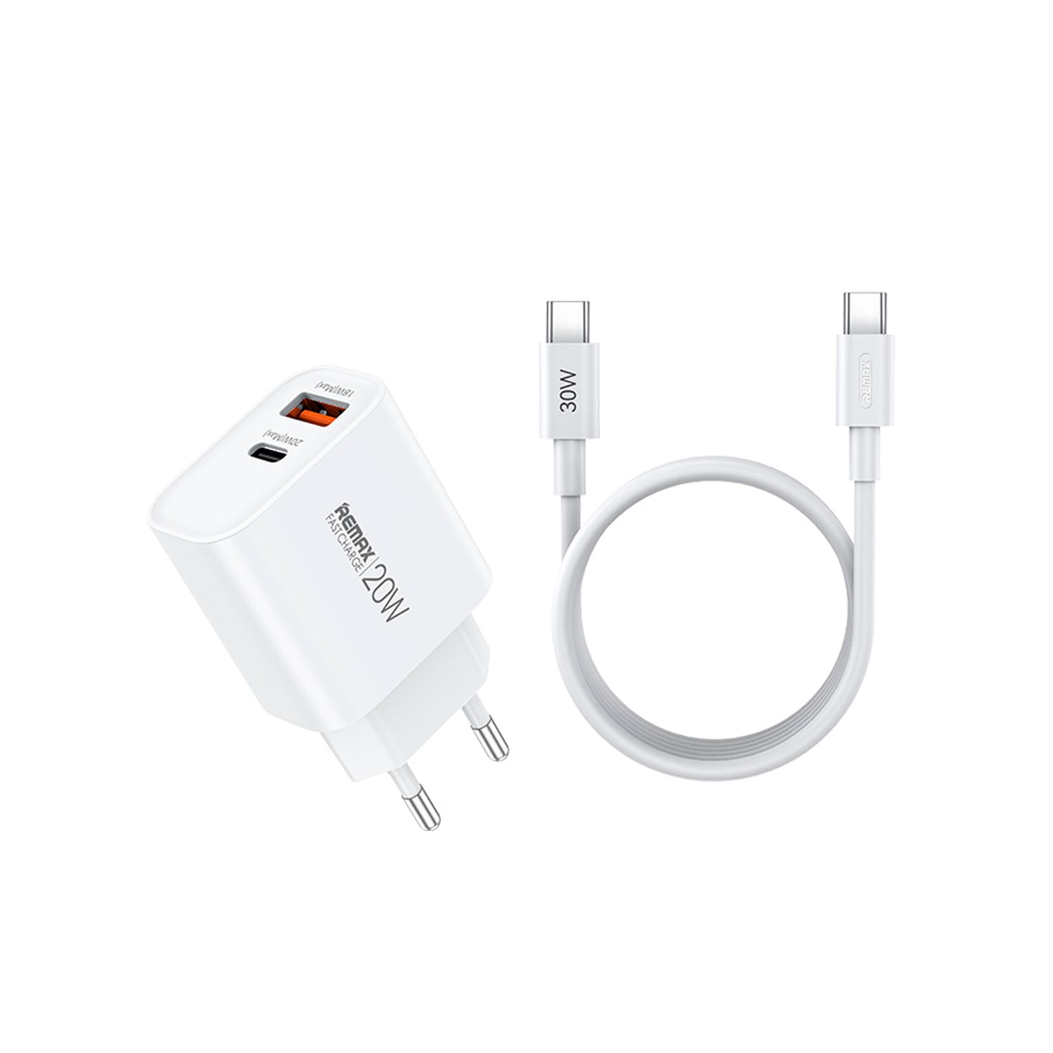 CARGADOR RÁPIDO REMAX FAST CHARGER SET RP-U120 BLANCO 20W - 1