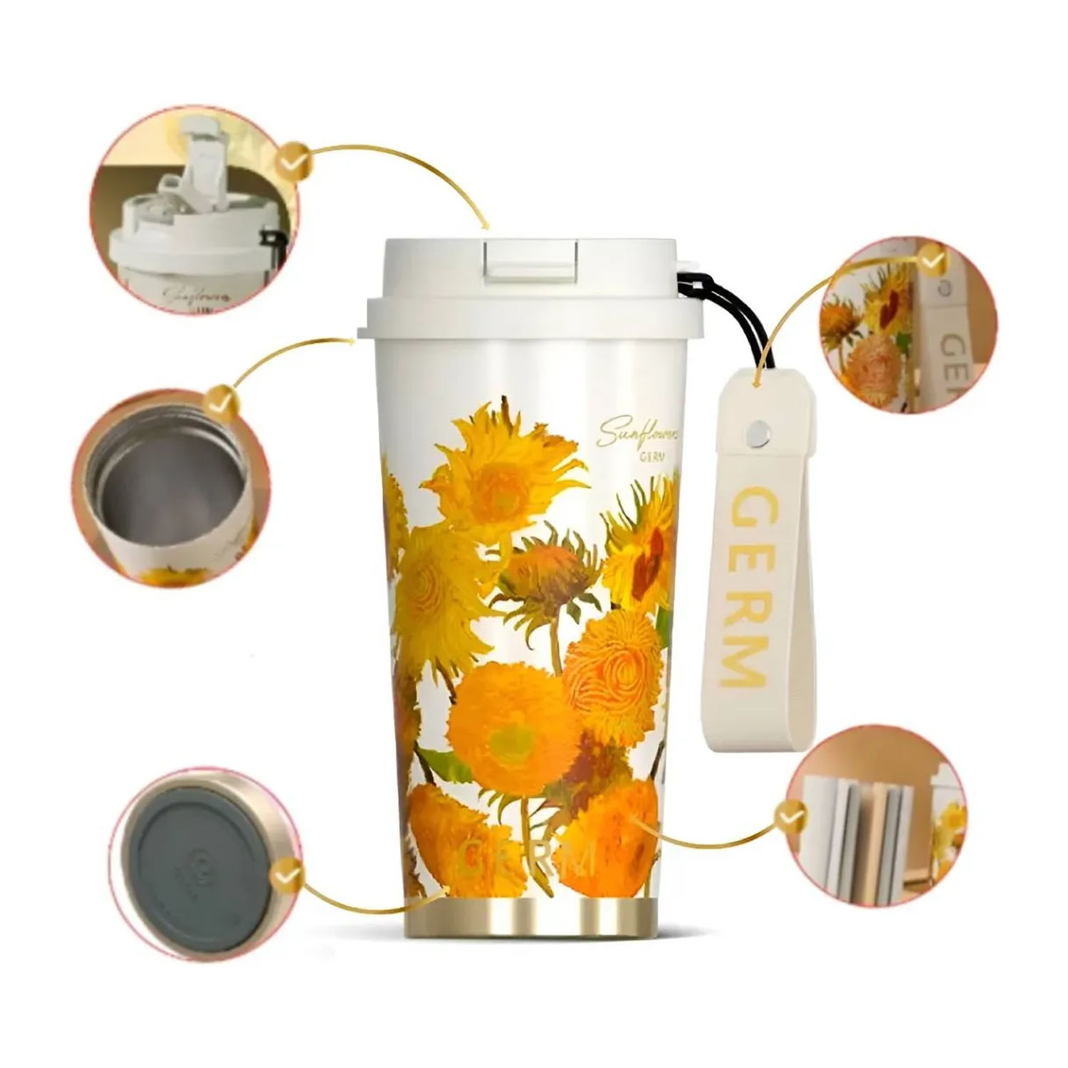 VASO TÉRMICO GERM SHINING GIRASOL 500 ML ACERO INOXIDABLE - 3