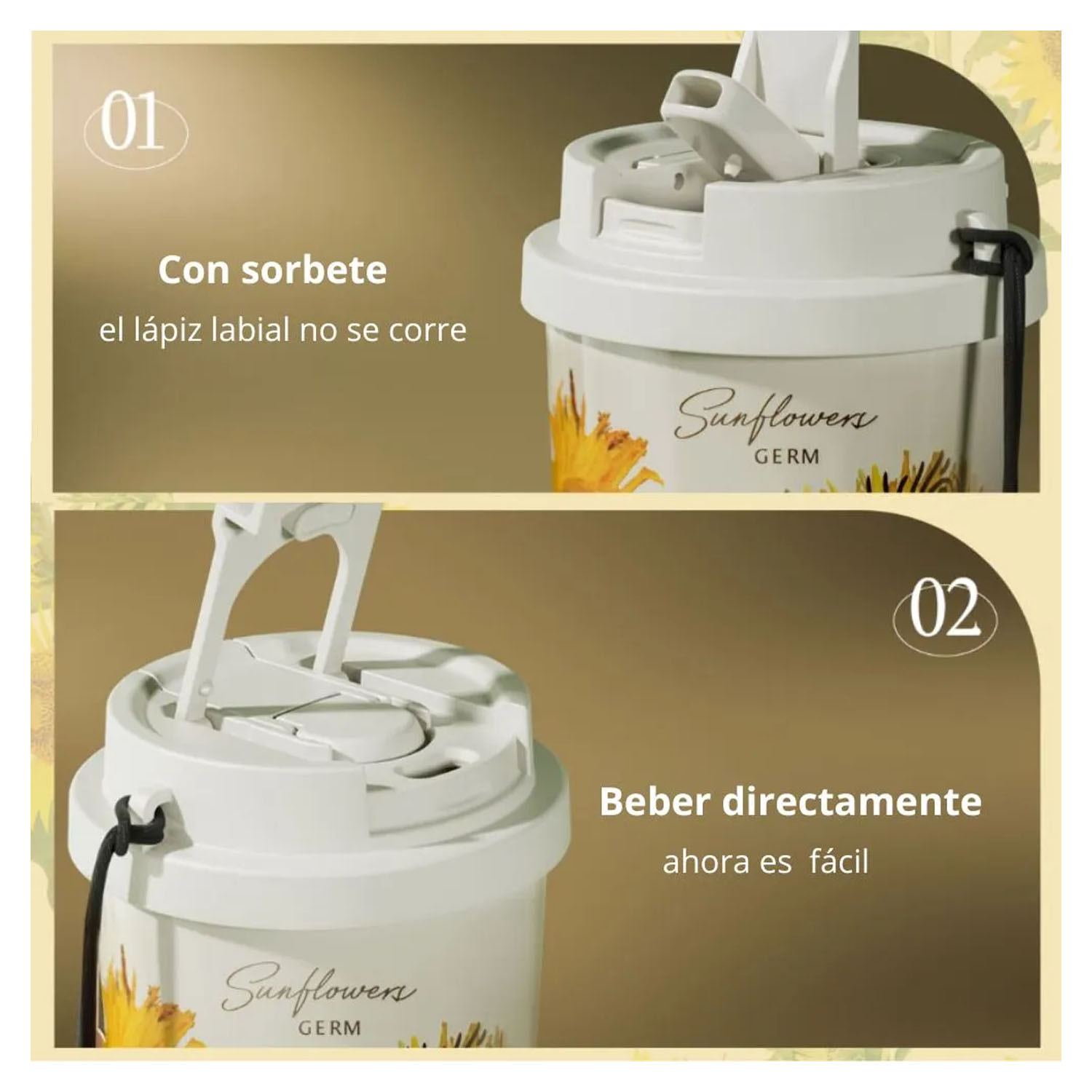 VASO TÉRMICO GERM SHINING GIRASOL 500 ML ACERO INOXIDABLE - 4