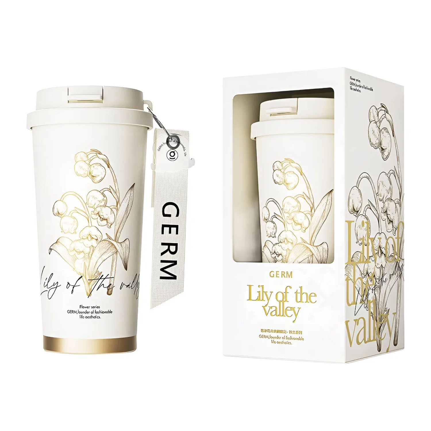 VASO TÉRMICO GERM CLOVER BEIGE PEONIAS 500 ML - 2