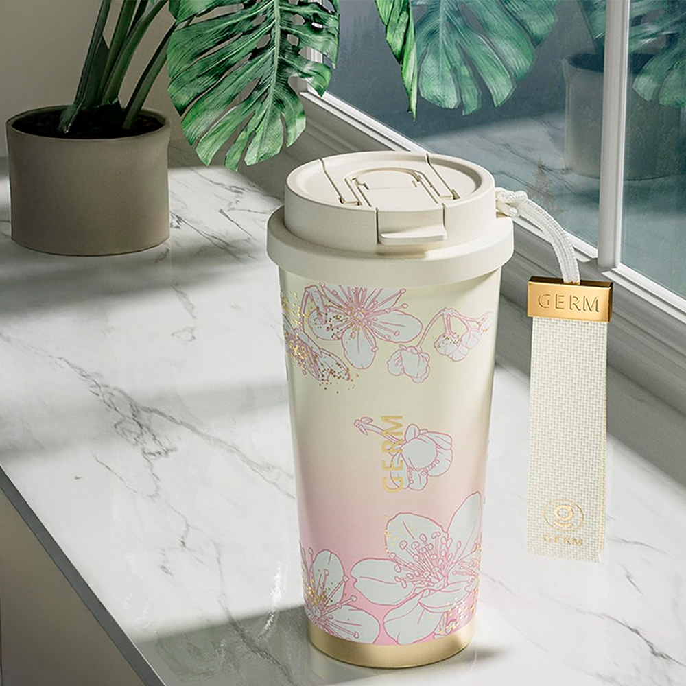 VASO TÉRMICO GERM SAKURA ROSA 500ML ACERO INOXIDABLE - 4