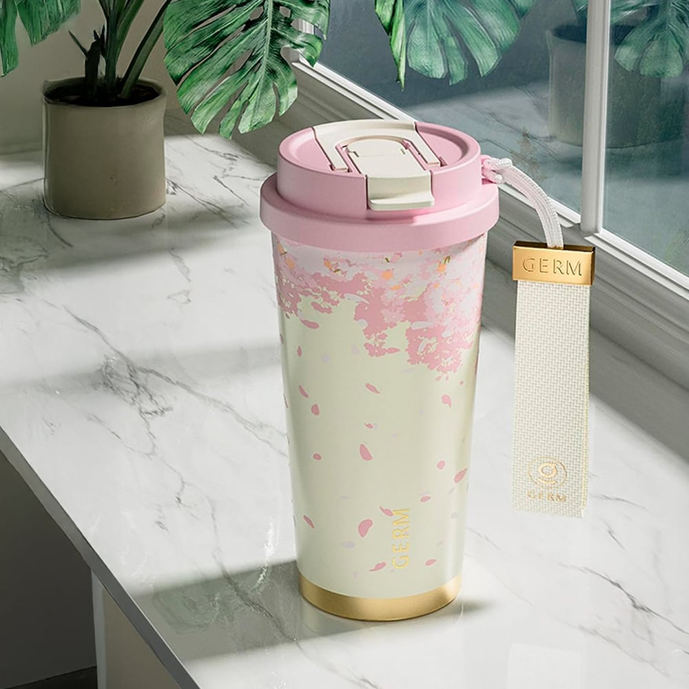 VASO TÉRMICO GERM SAKURA BLANCO 500ML ACERO INOXIDABLE - 5