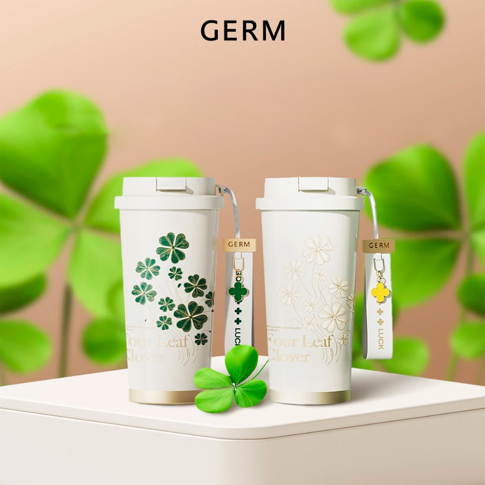 VASO TÉRMICO GERM CLOVER BLANCO Y DORADO 500 ML - 6