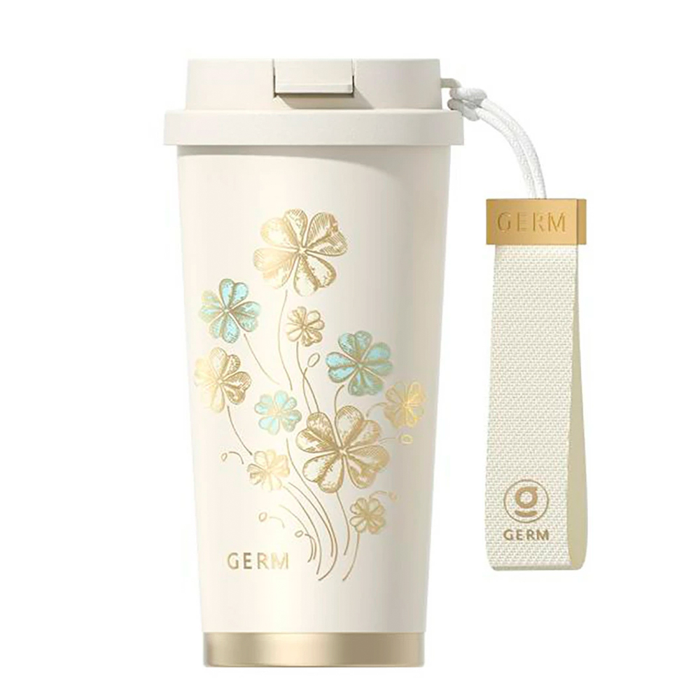 VASO TÉRMICO GERM TREBOL BLANCO 500ML ACERO INOXIDABLE - 1