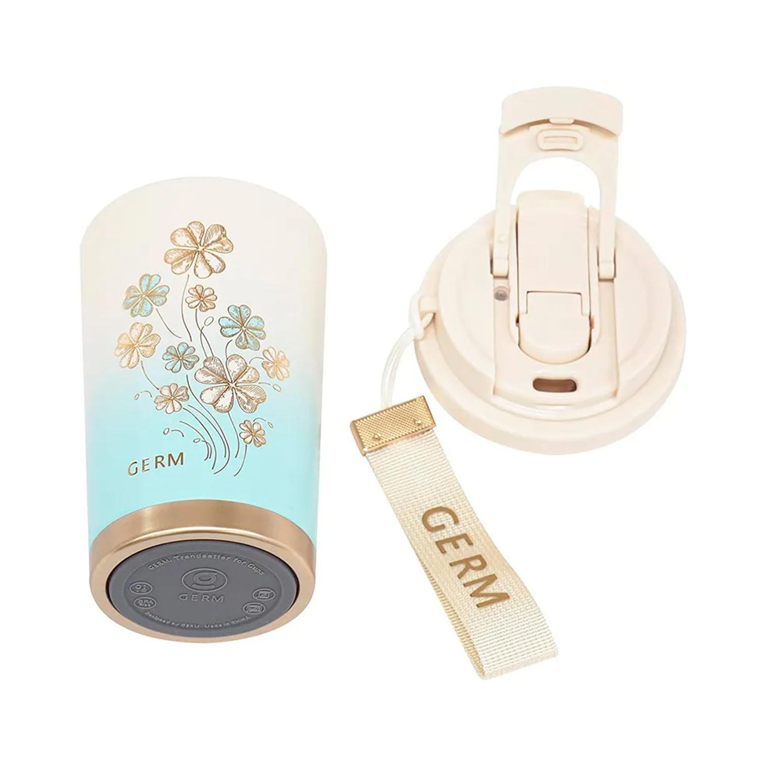 VASO TÉRMICO GERM TRÉBOL CELESTE 390ML ACERO INOXIDABLE - 3