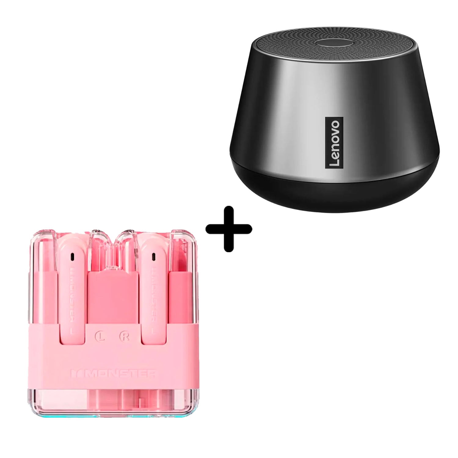 COMBO AUDÍFONOS MONSTER XKT12 ROSA + PARLANTE LENOVO K3 PRO - 2