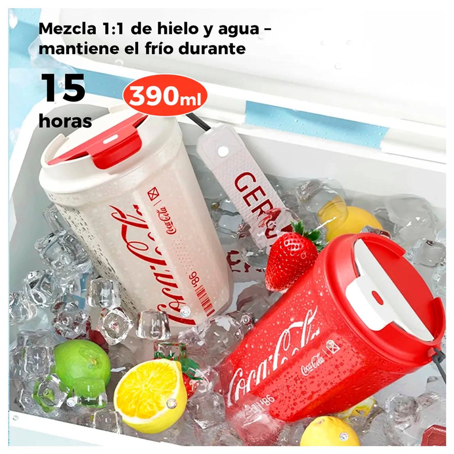COMBO VASO COCA-COLA ROSA 390ML + AUDIFONOS LENOVO LP40 PRO ROSA - 3