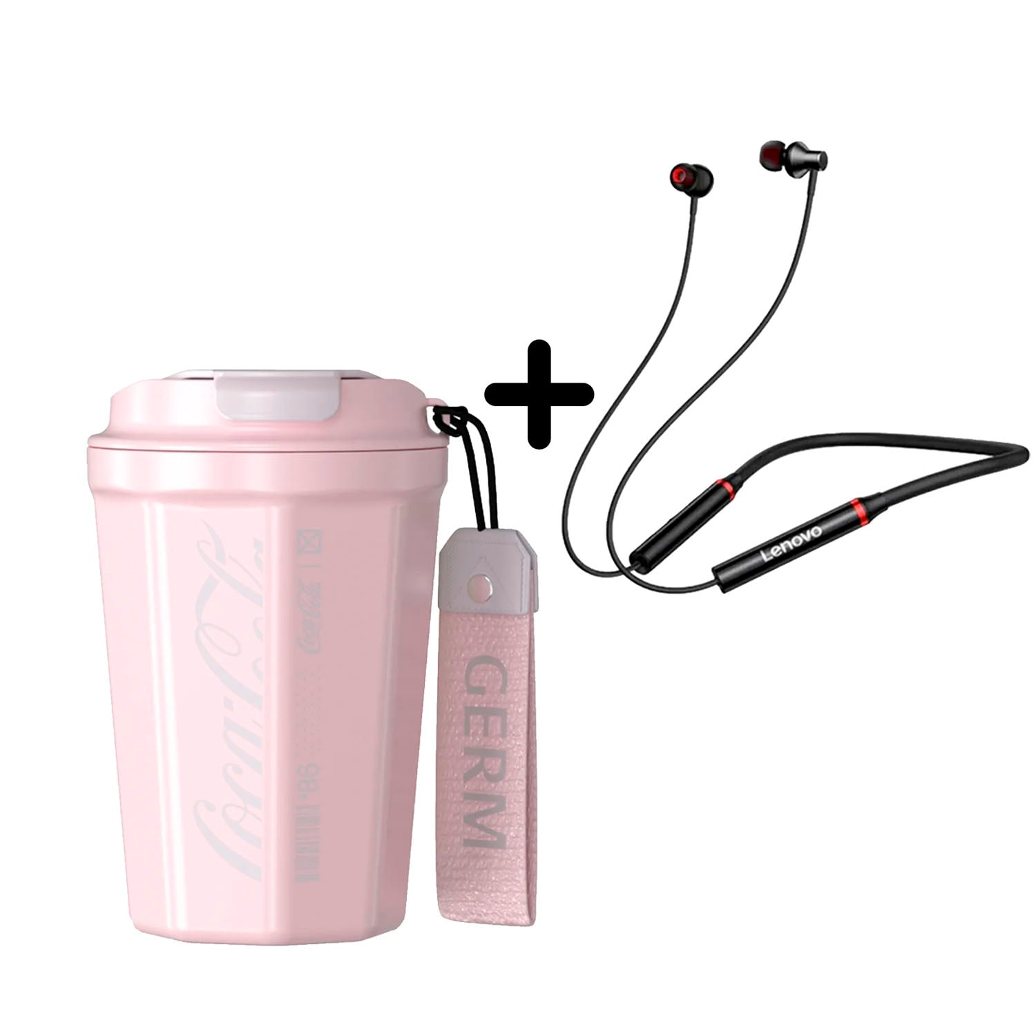 COMBO VASO COCA-COLA ROSA 390 ML + AUDÍFONO LENOVO HE05X - 1