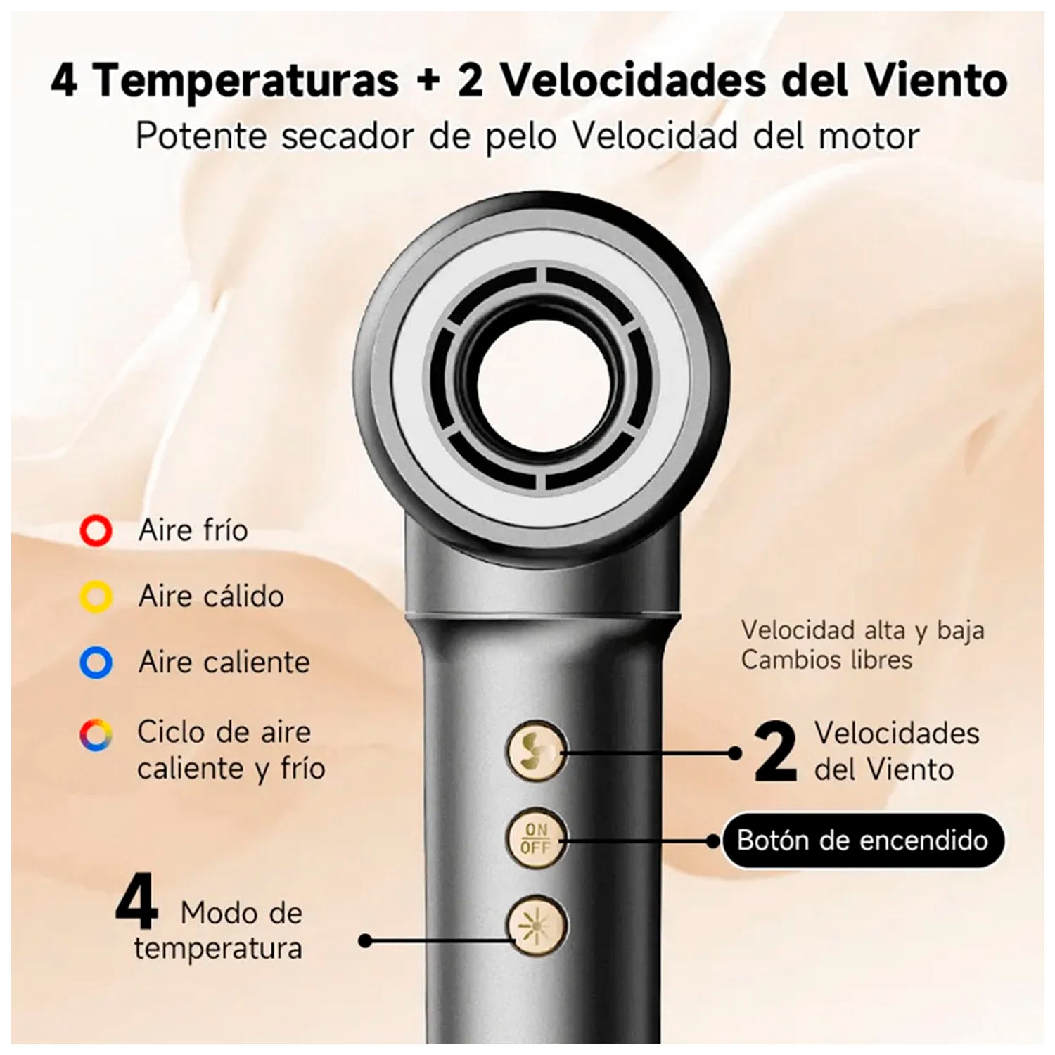 SECADORA DE CABELLO PROFESIONAL BOMIDI HD07 PLATA 7 EN 1 - 2