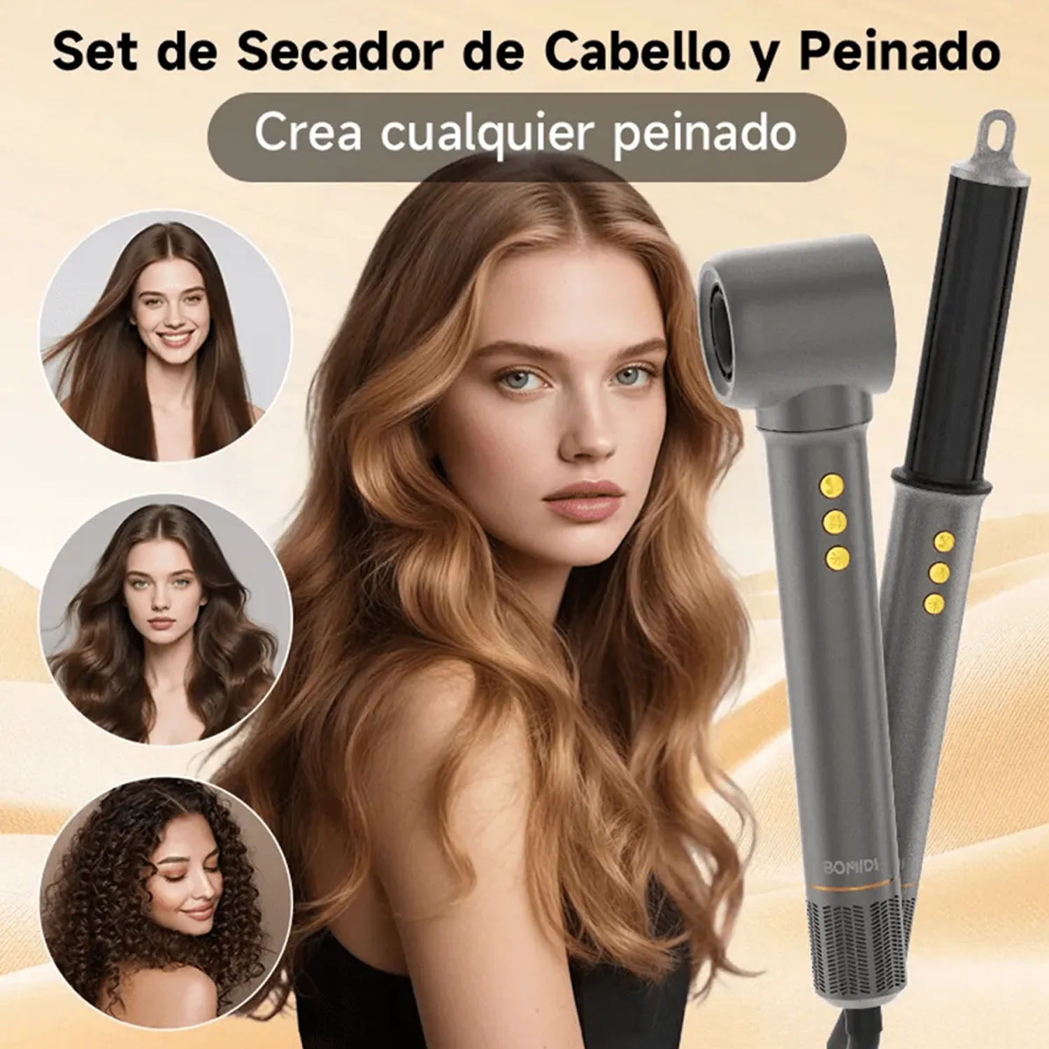 SECADORA DE CABELLO PROFESIONAL BOMIDI HD07 PLATA 7 EN 1 - 6