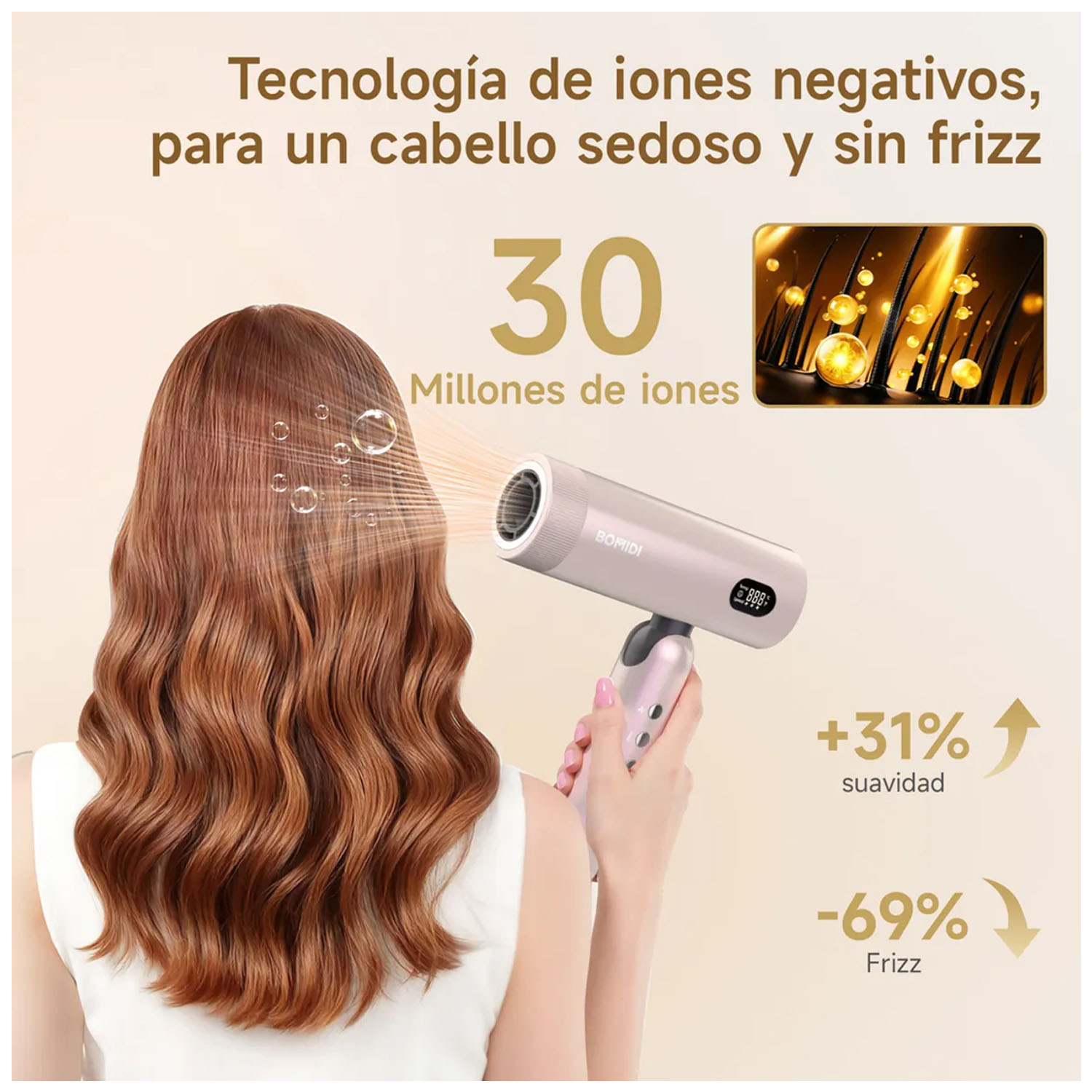 SECADORA DE CABELLO PROFESIONAL BOMIDI HD08 PEGABLE AZUL - 2