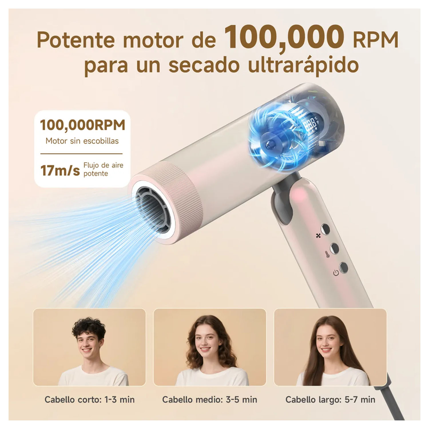 SECADORA DE CABELLO PROFESIONAL BOMIDI HD08 PEGABLE AZUL - 4