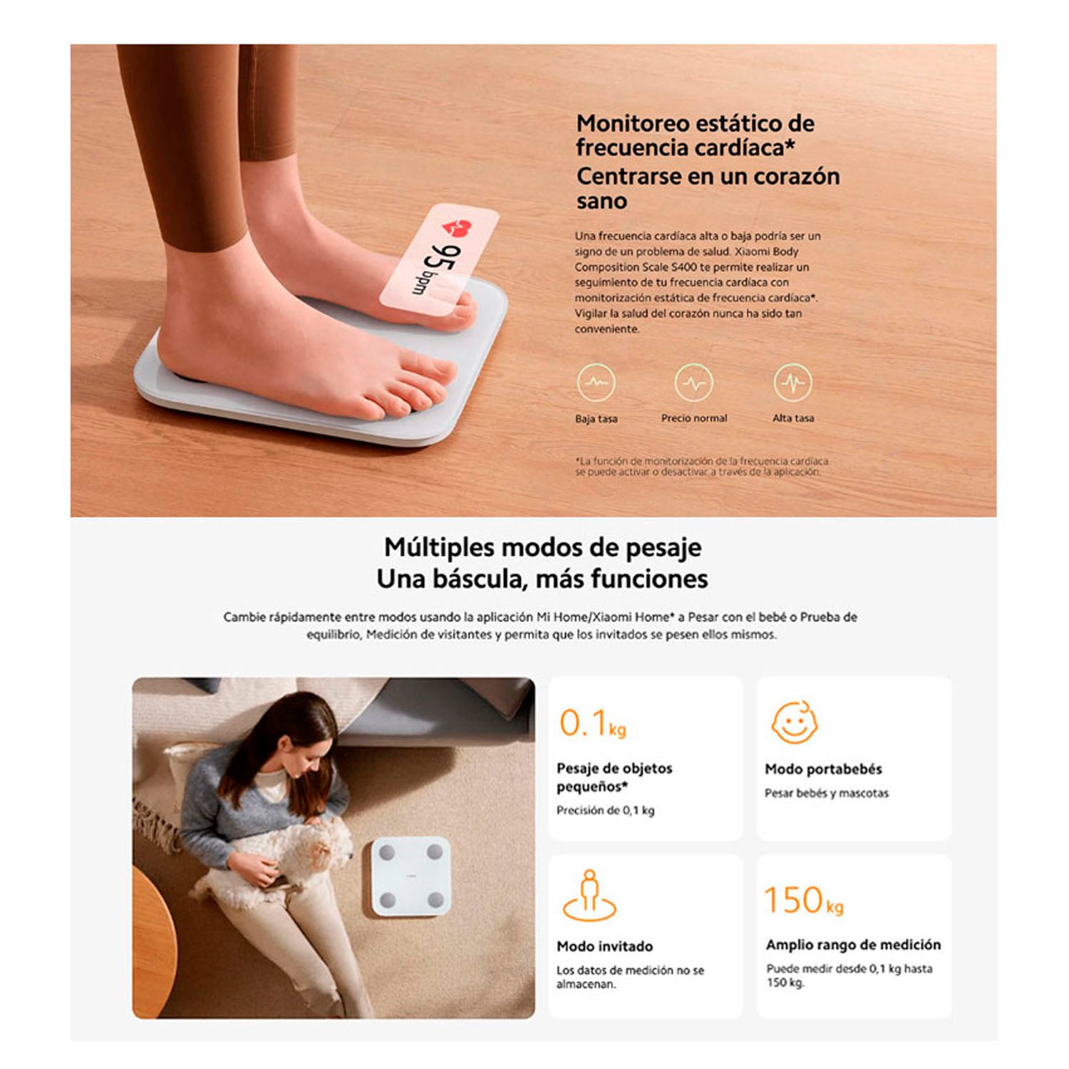 BALANZA DIGITAL INTELIGENTE XIAOMI BODY COMPOSITION SCALE S400 BLANCO - 5