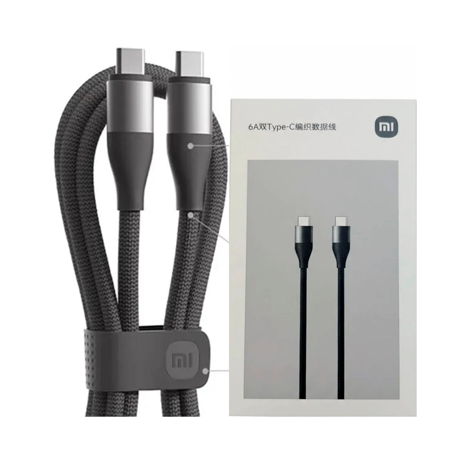 CABLE DE CARGA XIAOMI 6A NEGRO TYPE-C TO C - 4