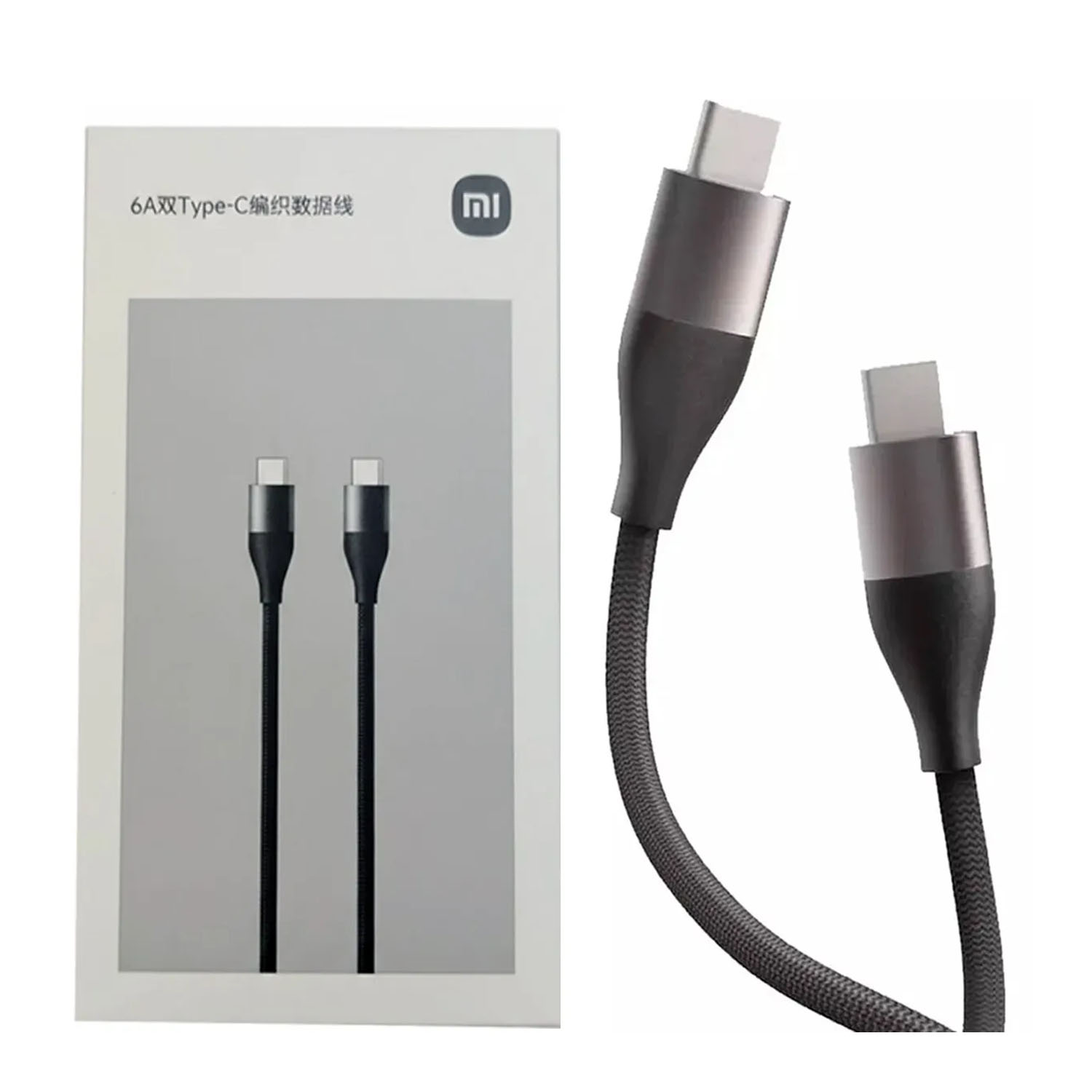 CABLE DE CARGA XIAOMI 6A NEGRO TYPE-C TO C - 6