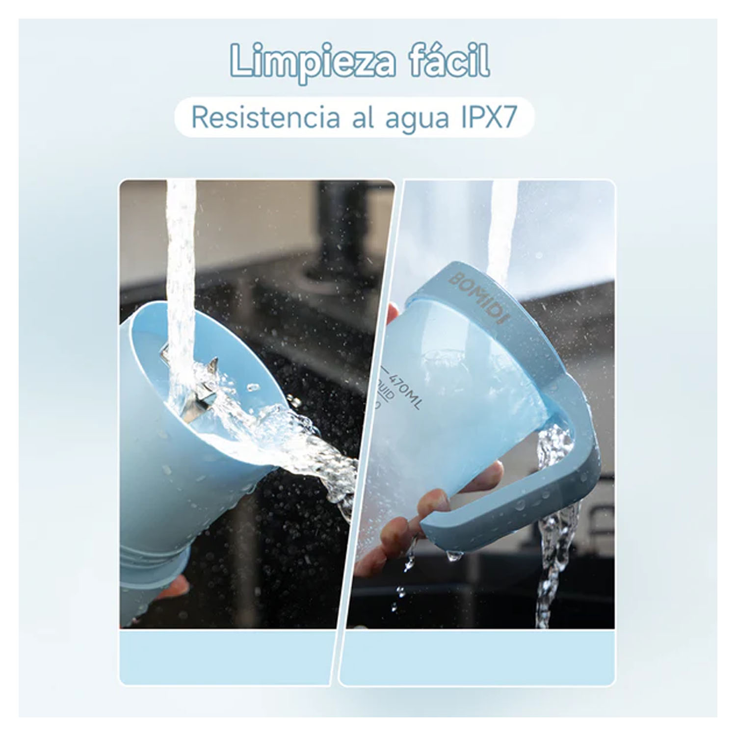 LICUADORA PORTÁTIL BOMIDI JB01 CELESTE 450ML - 6