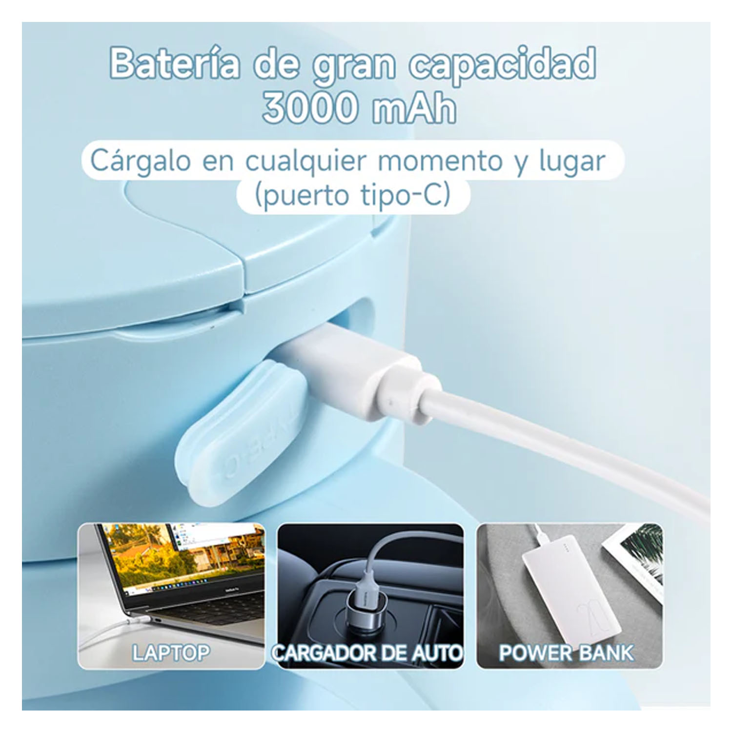 LICUADORA PORTÁTIL BOMIDI JB01 CELESTE 450ML - 8
