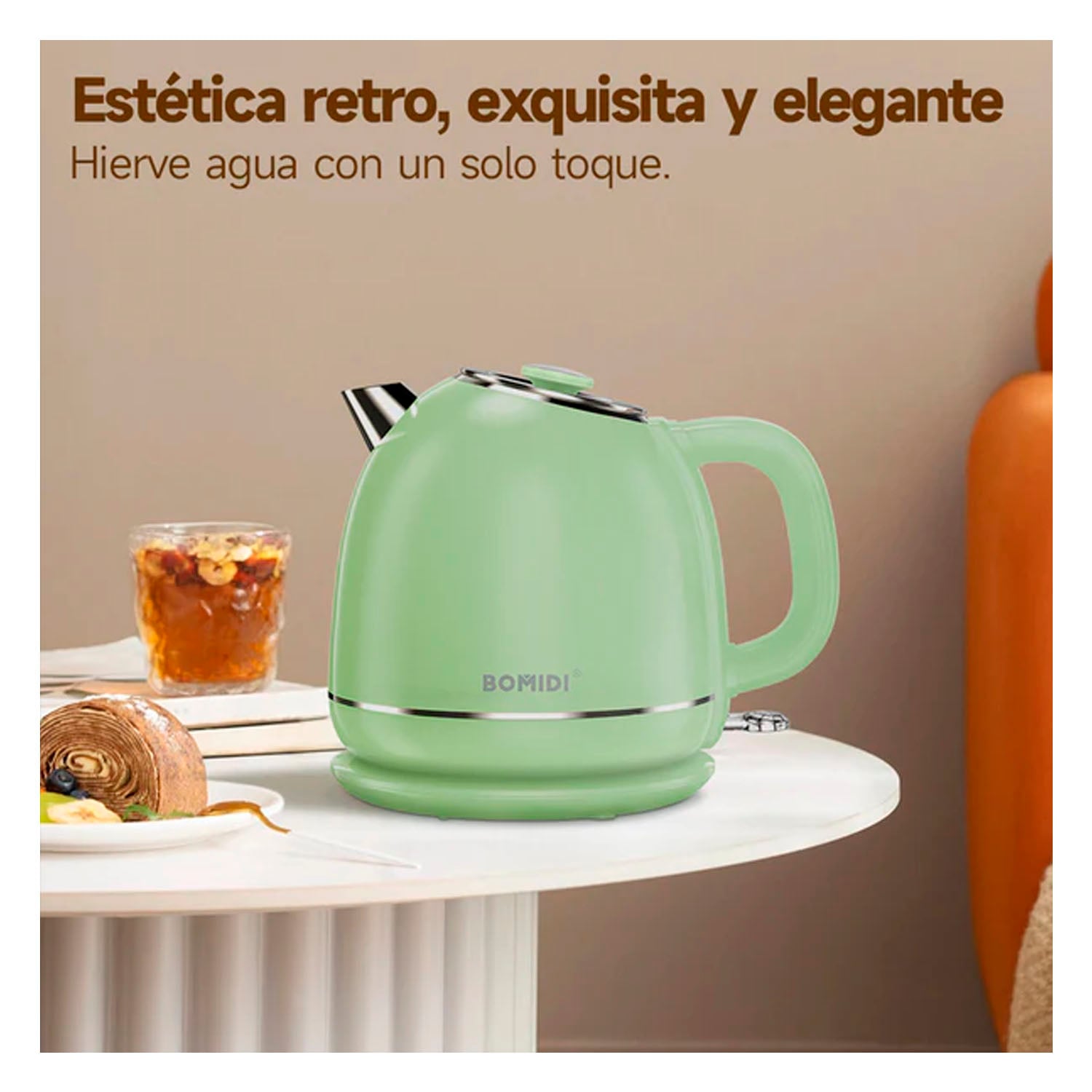 HERVIDOR ELÉCTRICO RETRO BOMIDI YD-1831 BEIGE 1,7L - 3