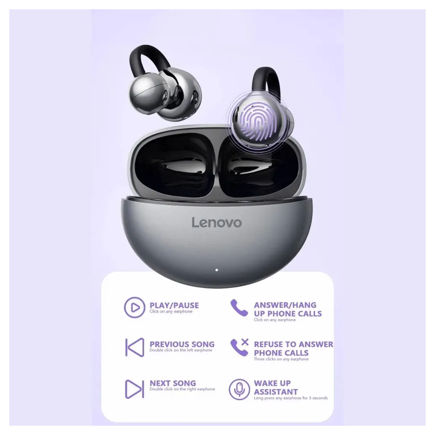 AUDÍFONOS LENOVO HEADPHONES TA410 PURPURA BLUETOOTH 5.4 - 5