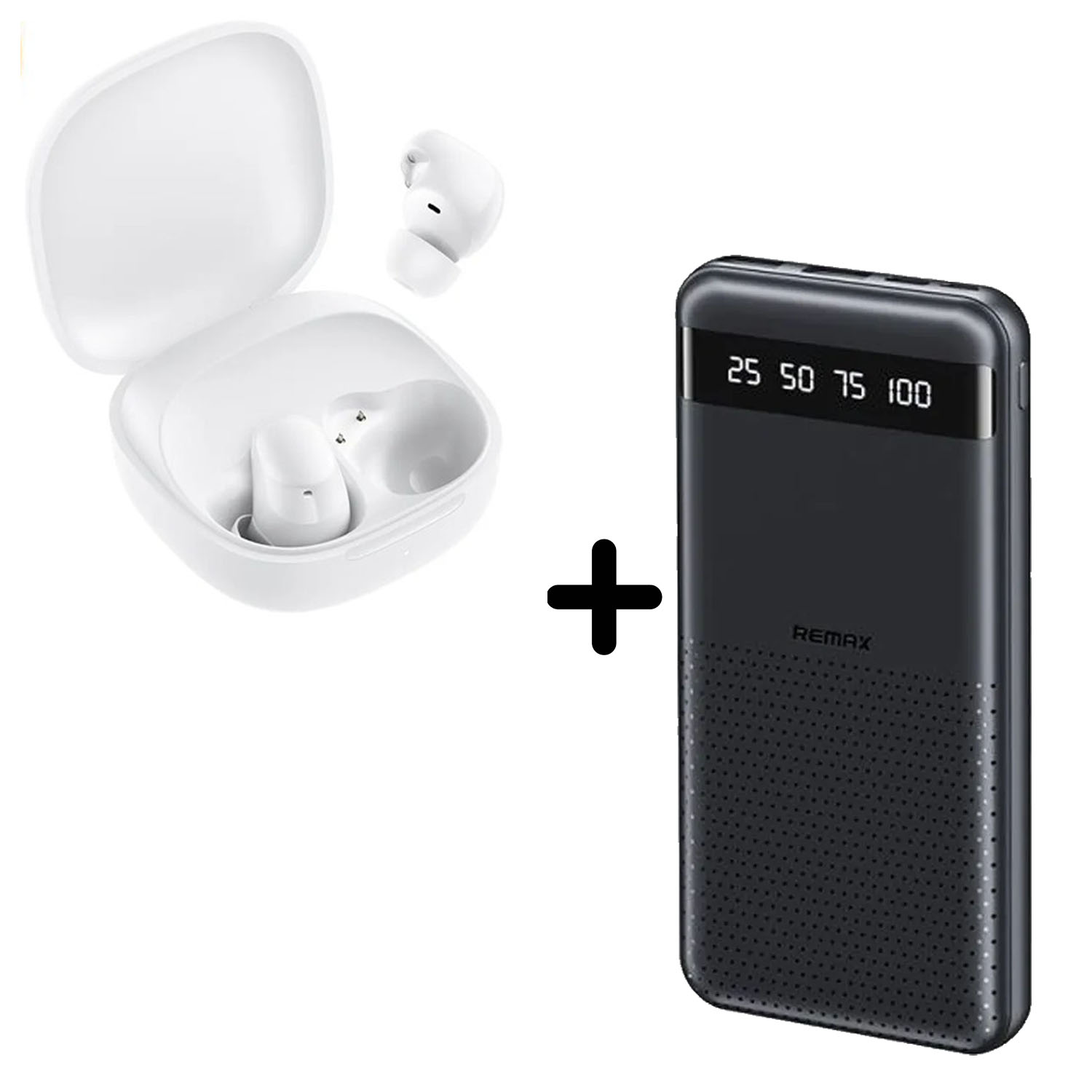 COMBO POWER BANK REMAX RPP-10 NEGRO + AUDÍFONO XIAOMI 6 PLAY BLANCO - 1