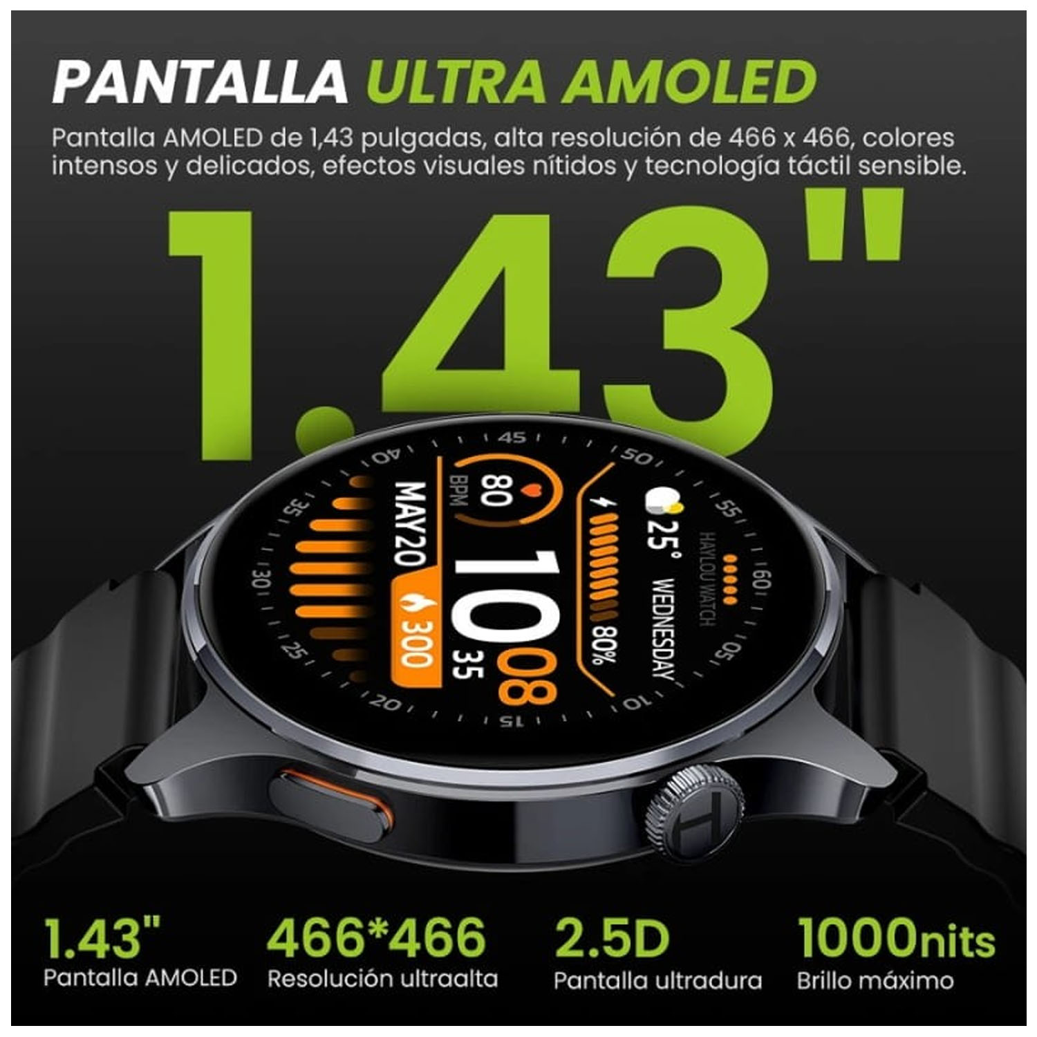 SMARTWATCH HAYLOU WATCH 4S SILVER PANTALLA AMOLED - 3
