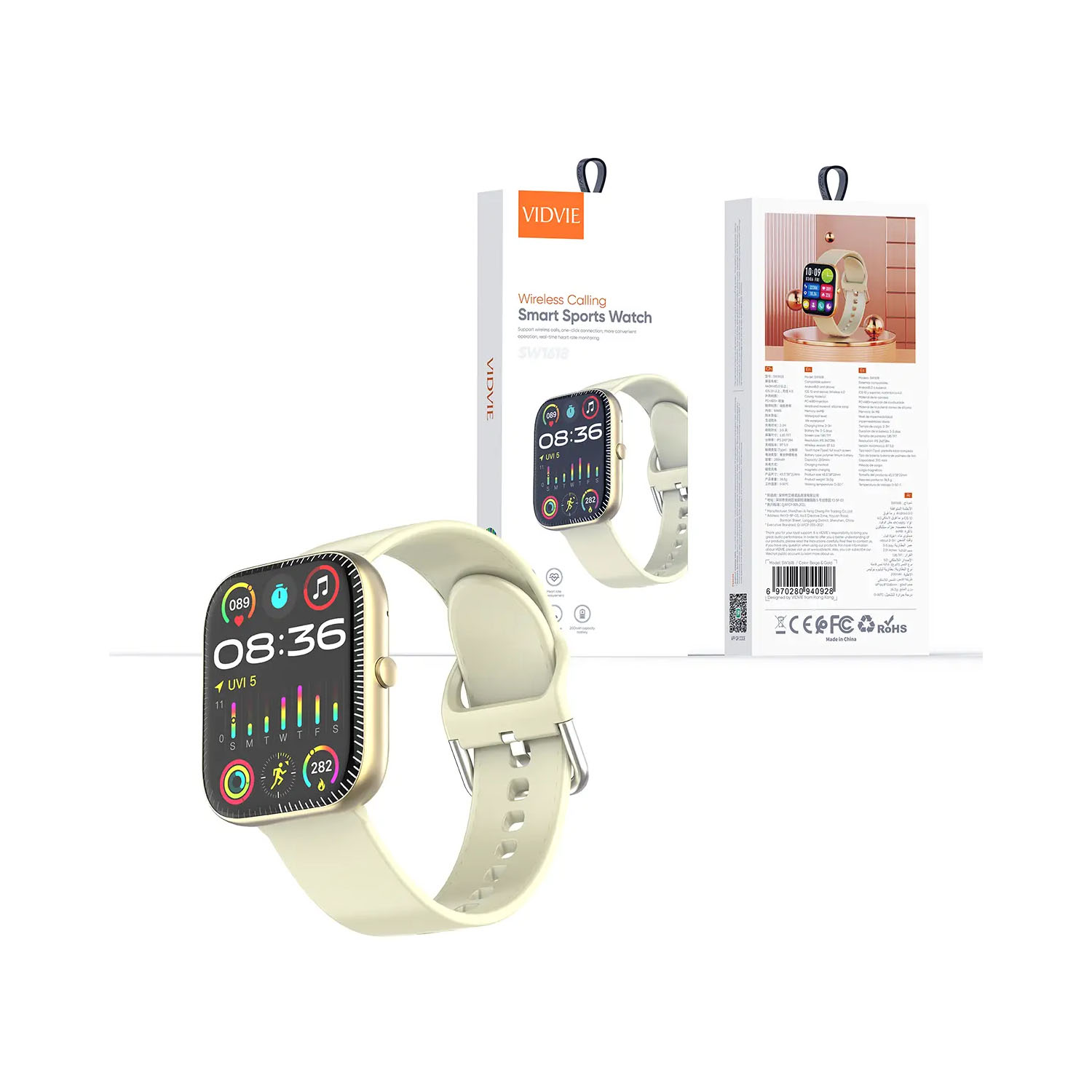 SMARTWATCH VIDVIE SW1618 DORADO BLUETOOTH LLAMADAS - 2