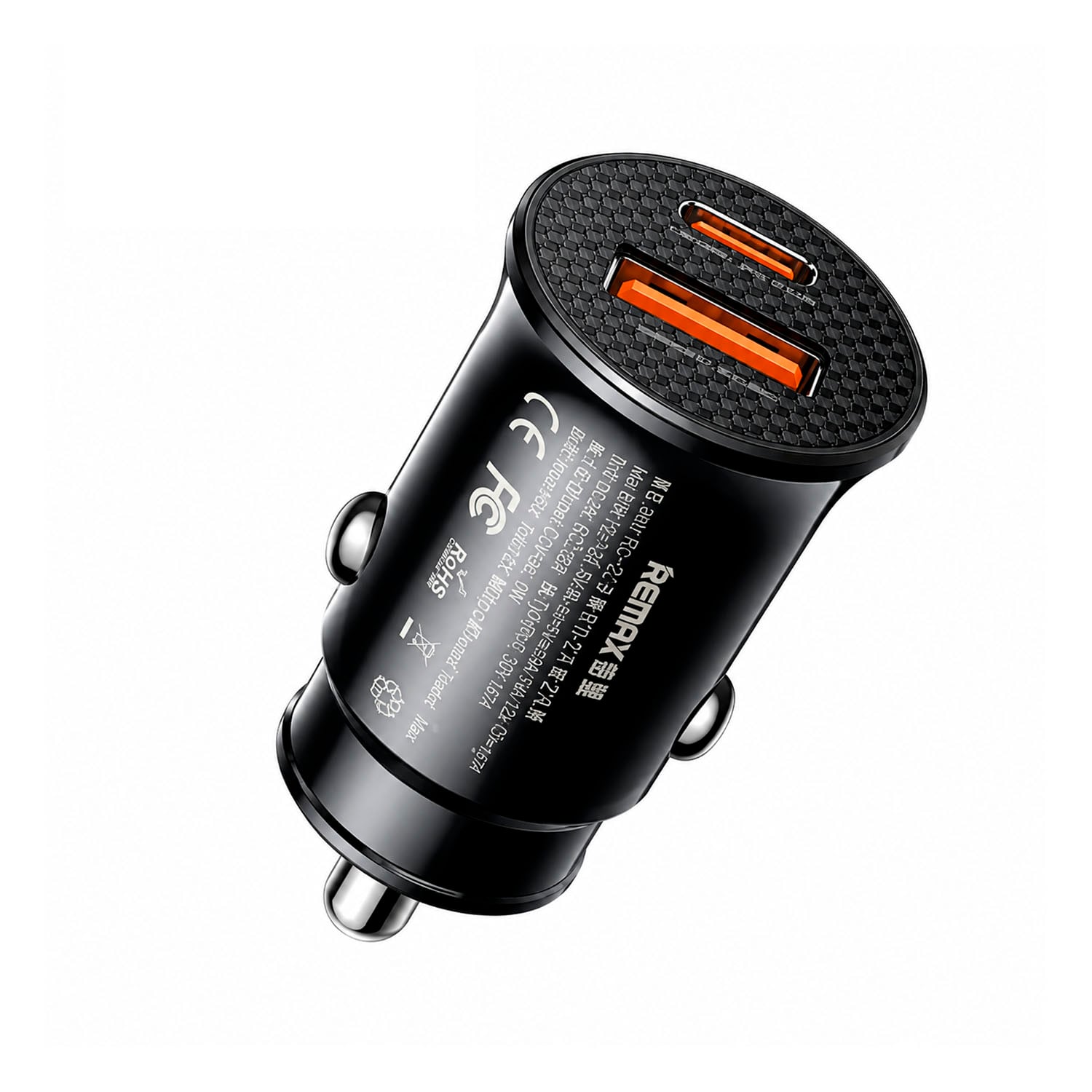 CARGADOR PARA AUTO REMAX RCC358 NEGRO CARGA RÁPIDA 30W - 1