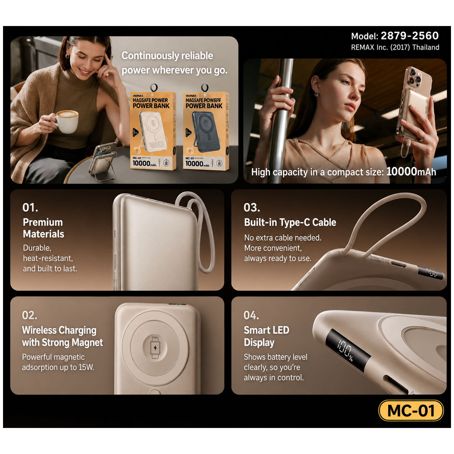 POWER BANK MAGNÉTICO REMAX MC-01 3 EN 1 SILVER 10000MAH 15W - 4