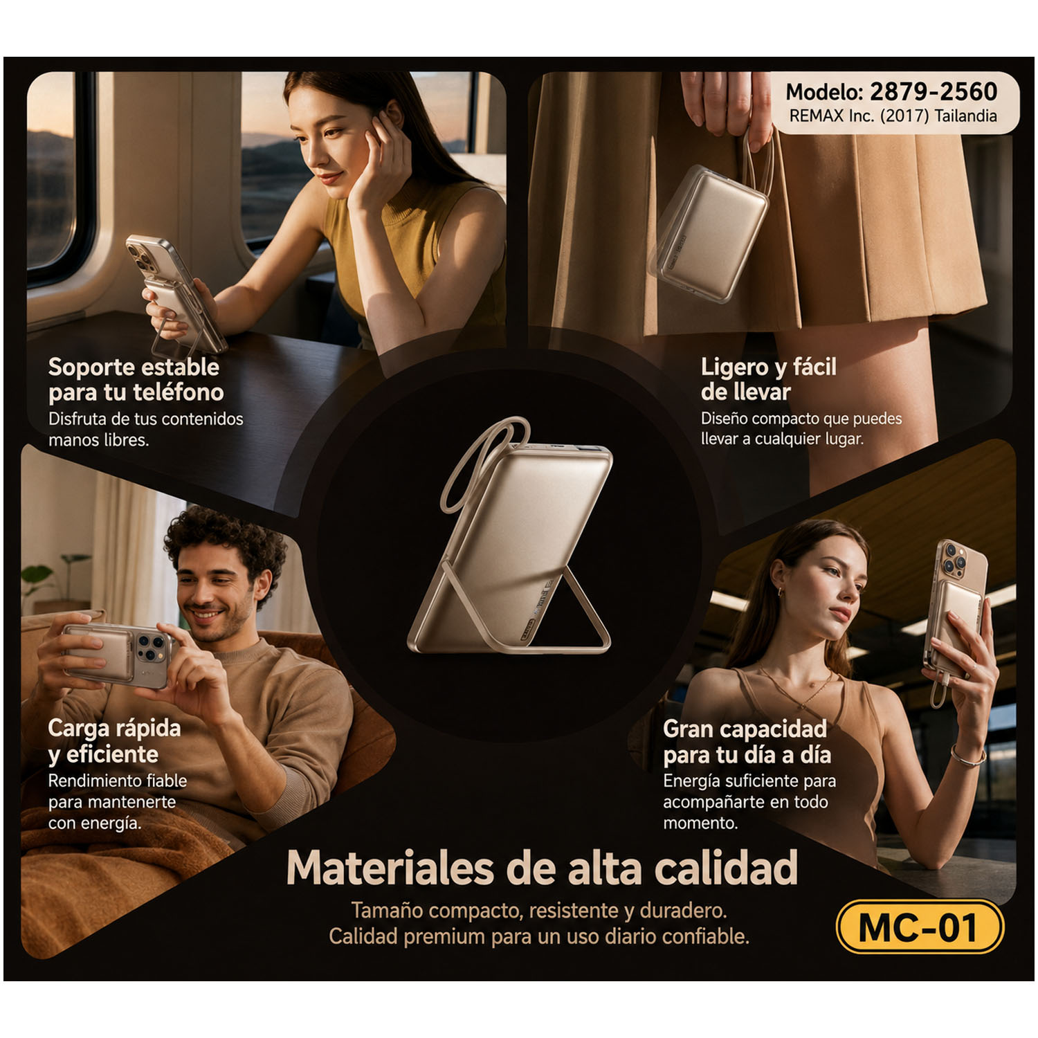 POWER BANK MAGNÉTICO REMAX MC-01 3 EN 1 SILVER 10000MAH 15W - 5