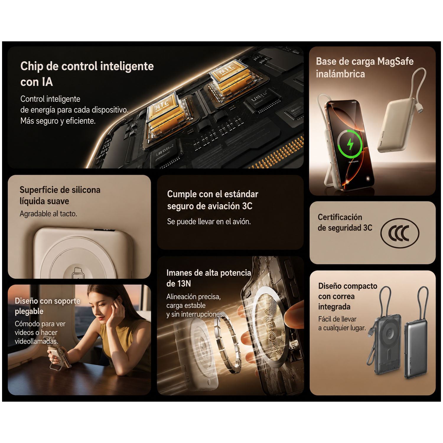 POWER BANK MAGNÉTICO REMAX MC-01 3 EN 1 SILVER 10000MAH 15W - 6