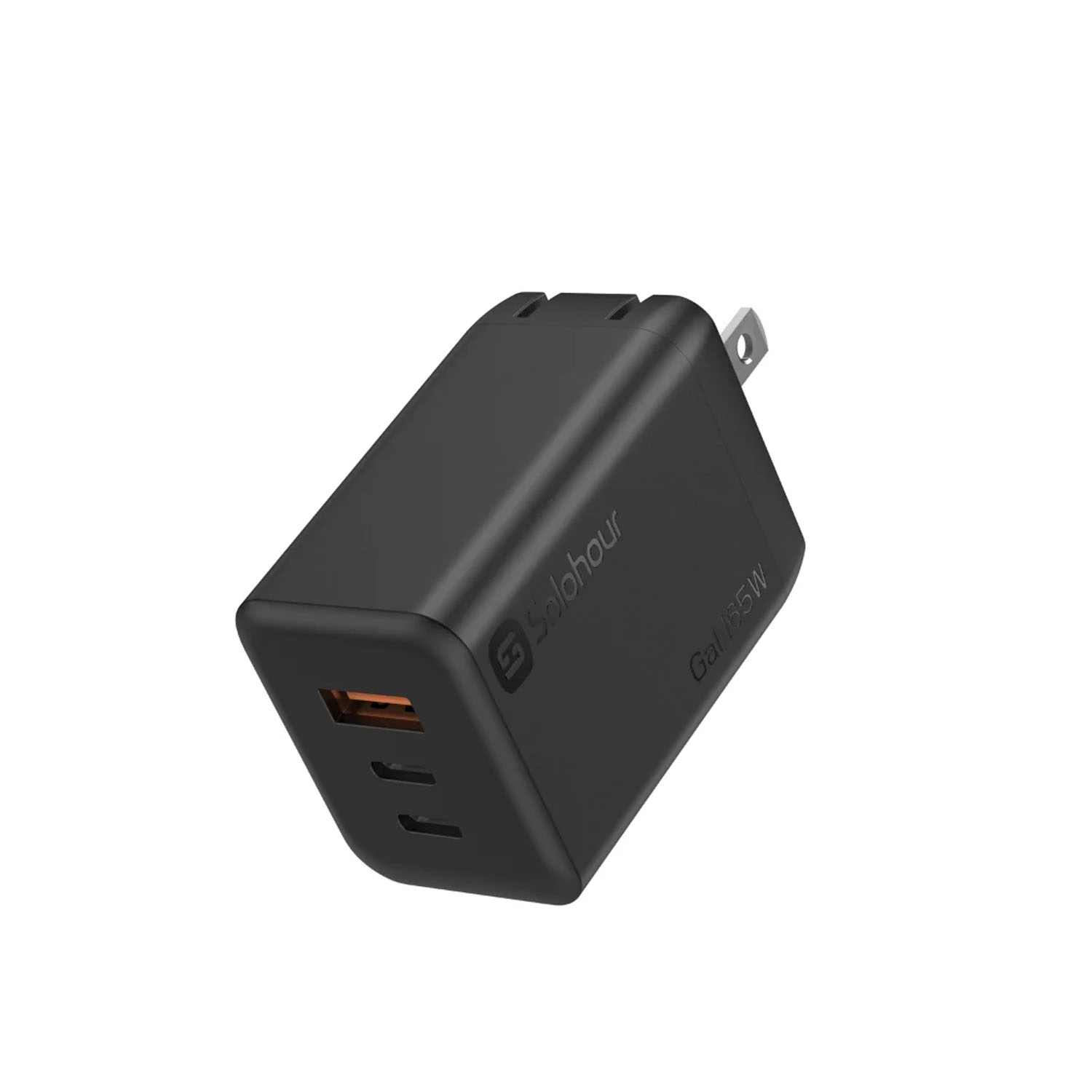 CARGADOR RÁPIDO SOLOHOUR GAN 65W 3 EN 1 CON CABLE USB-C A USB-C NEGRO - 1