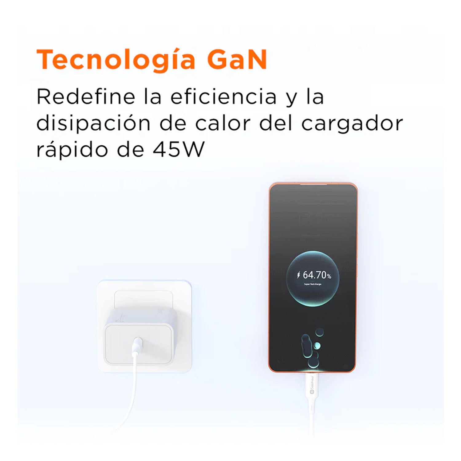 CARGADOR RÁPIDO SOLOHOUR GAN 45W CON CABLE USB-C A USB-C BLANCO - 6