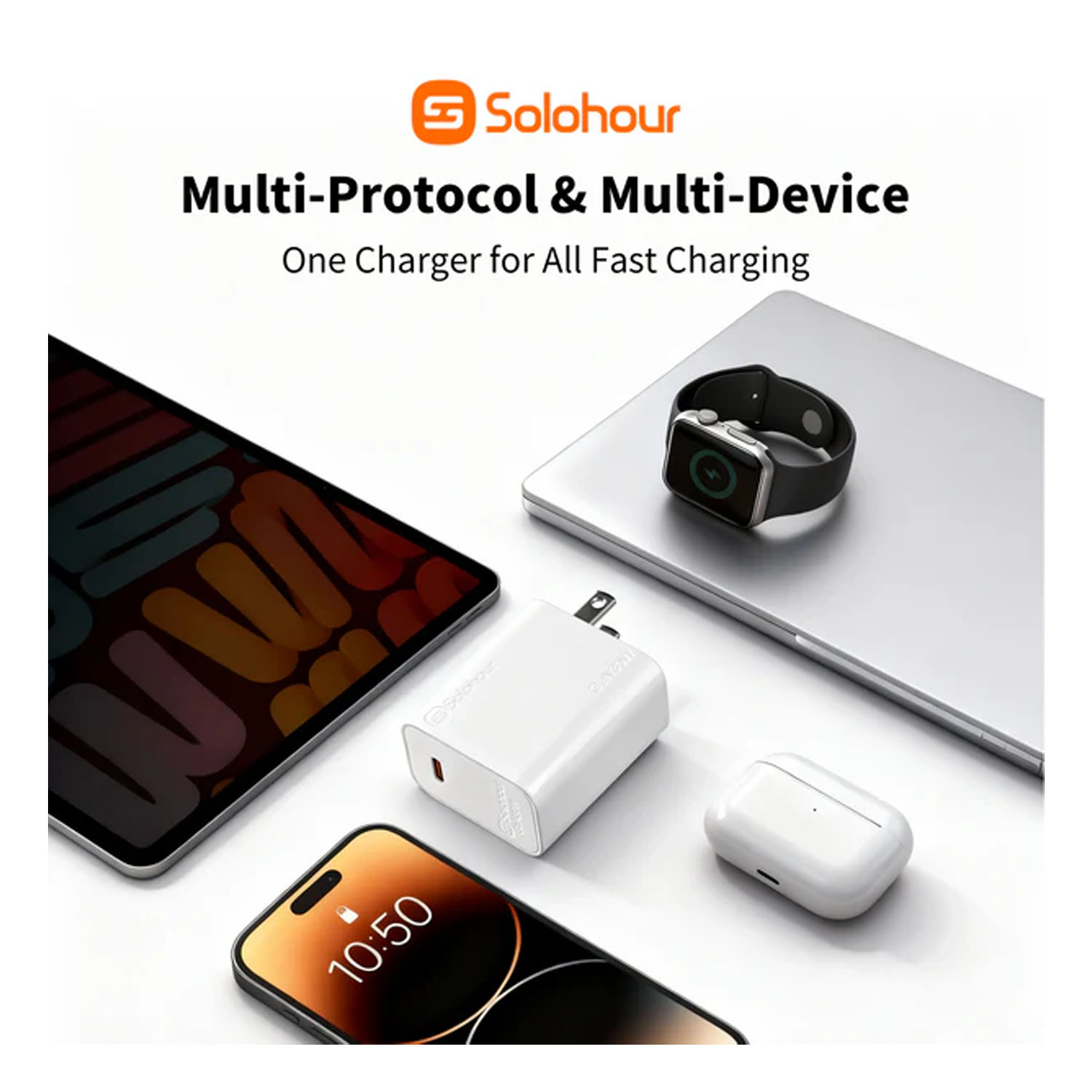 CARGADOR RÁPIDO SOLOHOUR GAN 30W NEGRO CON CABLE TYPE-C - 6