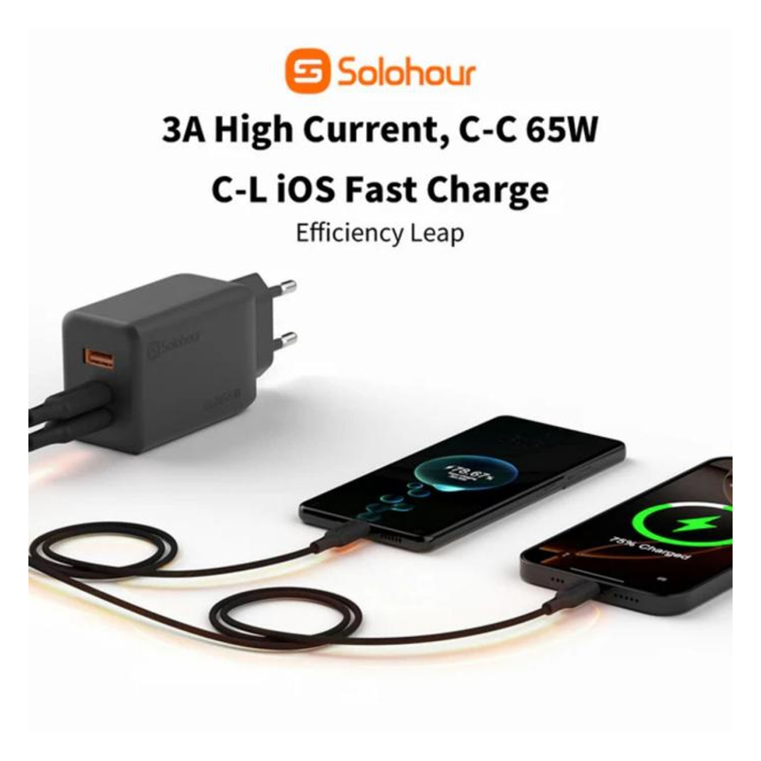 CABLE DE CARGA RÁPIDA SOLOHOUR TYPE-C TO LIGHTNING 1M BLANCO 480MBPS - 3