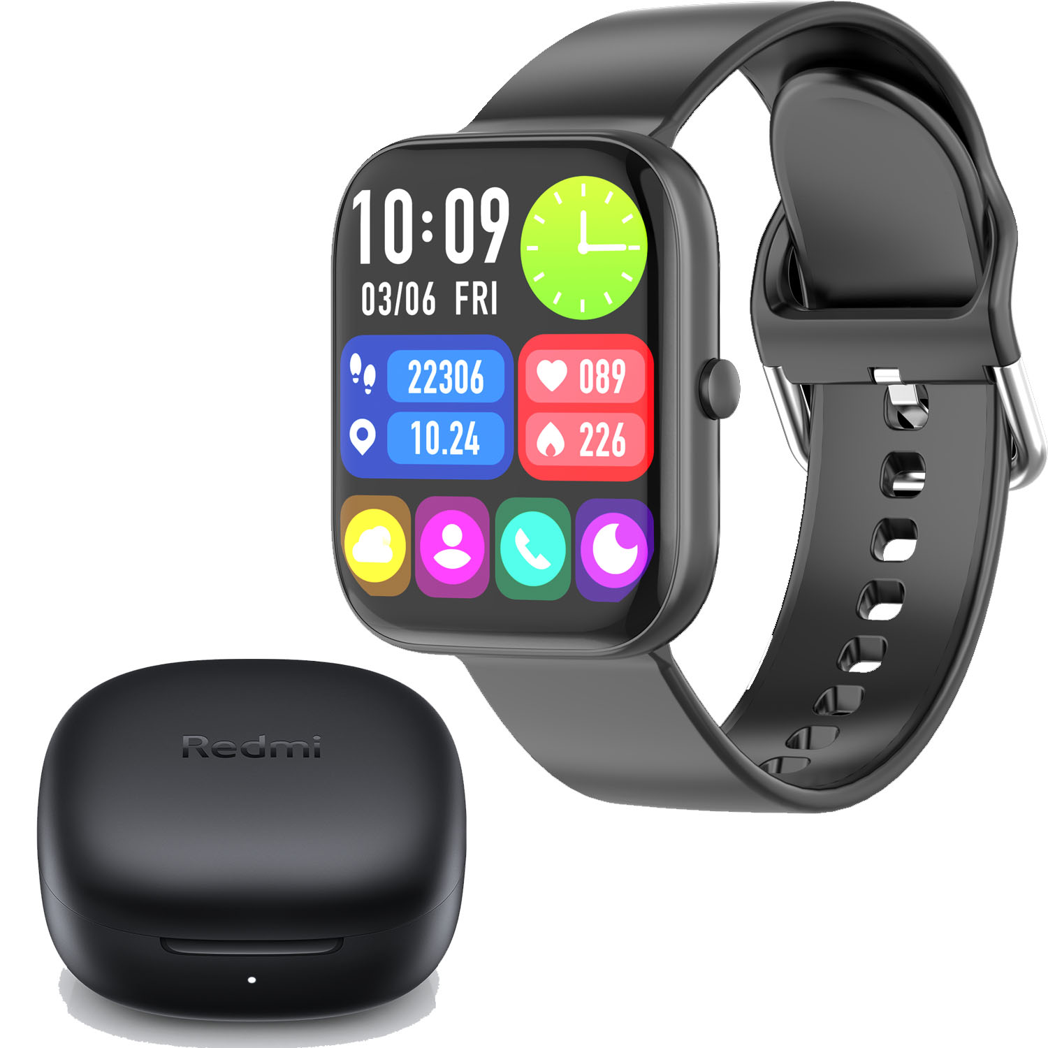 COMBO SMARTWATCH VIDVIE SW1618 NEGRO + REDMI BUDS 6 PLAY NEGRO XIAOMI - 1
