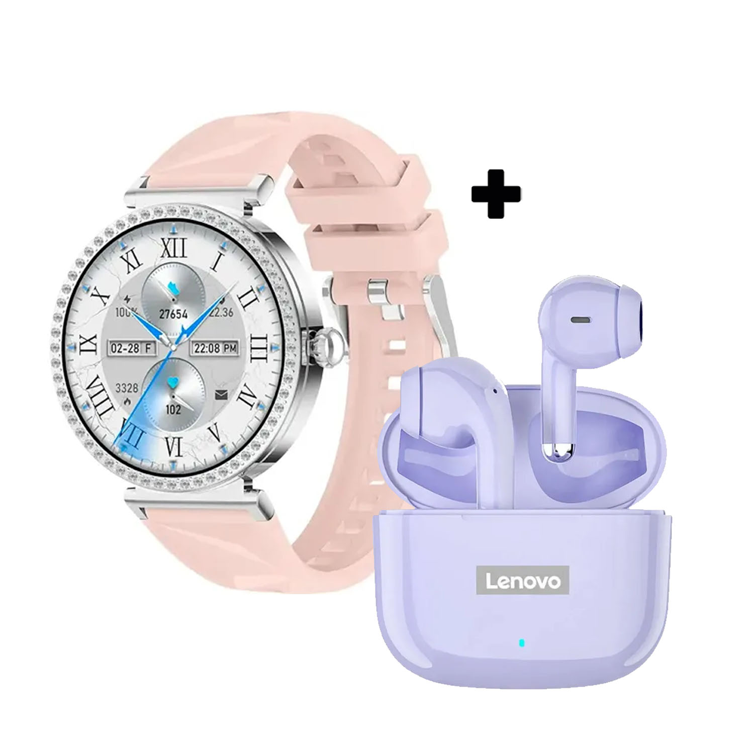 COMBO SMARTWATCH VIDVIE SW1624 ROSADO + AUDÍFONOS LP40 PRO PURPURA - 1