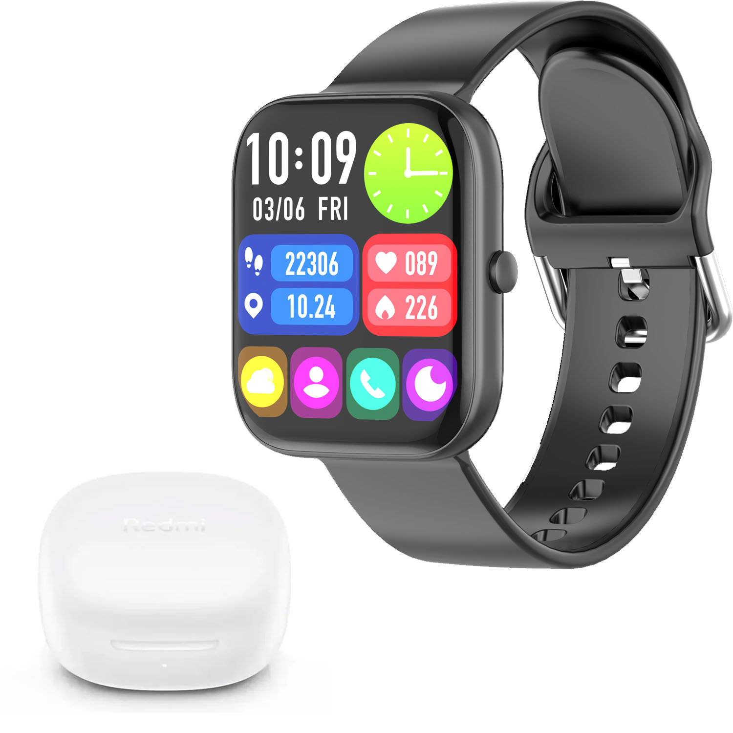 COMBO SMARTWATCH VIDVIE SW1618 NEGRO + REDMI BUDS 6 PLAY BLANCO XIAOMI - 1