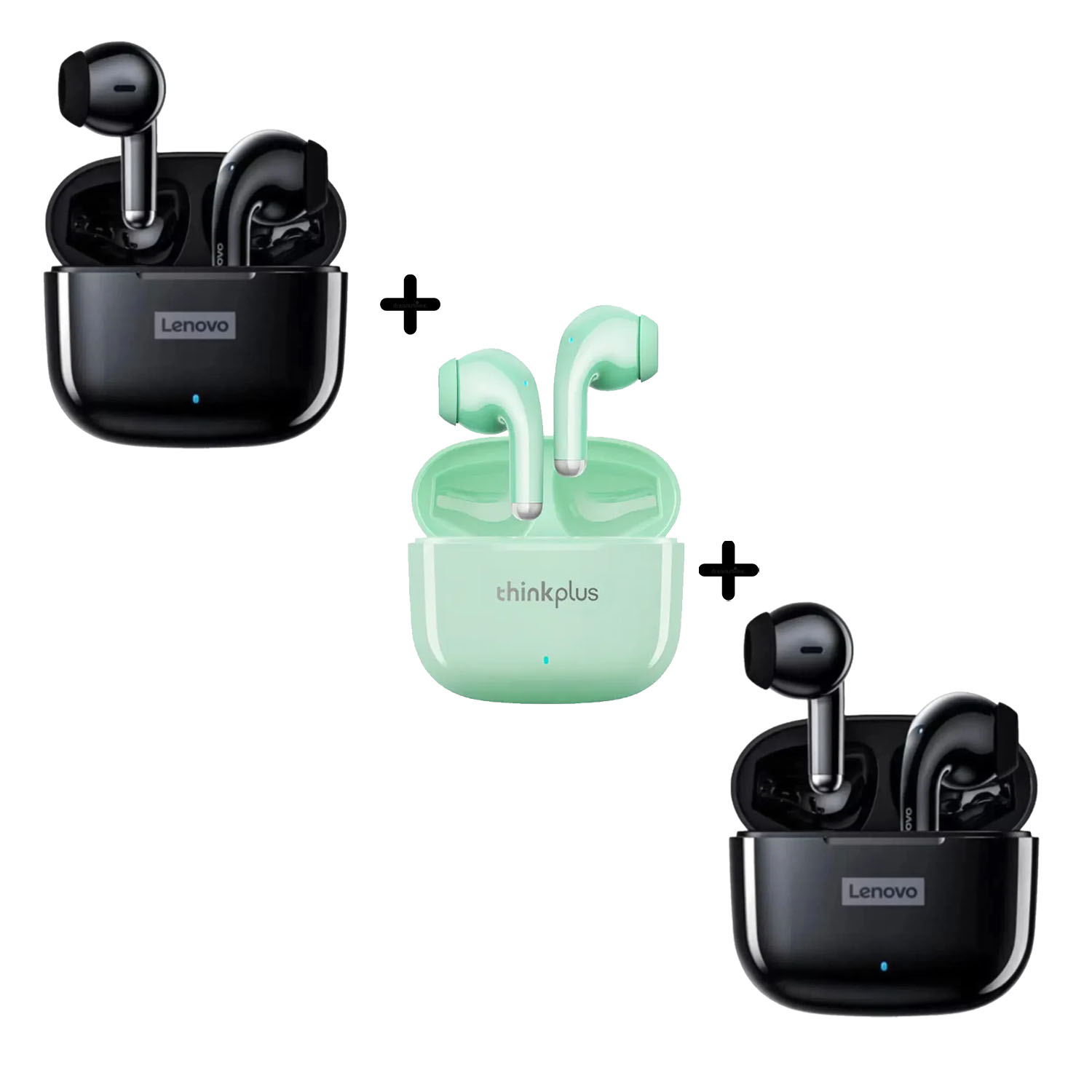 COMBO LENOVO AUDÍFONOS LP40 PRO NEGRO X2 + LP40 PRO VERDE - 1