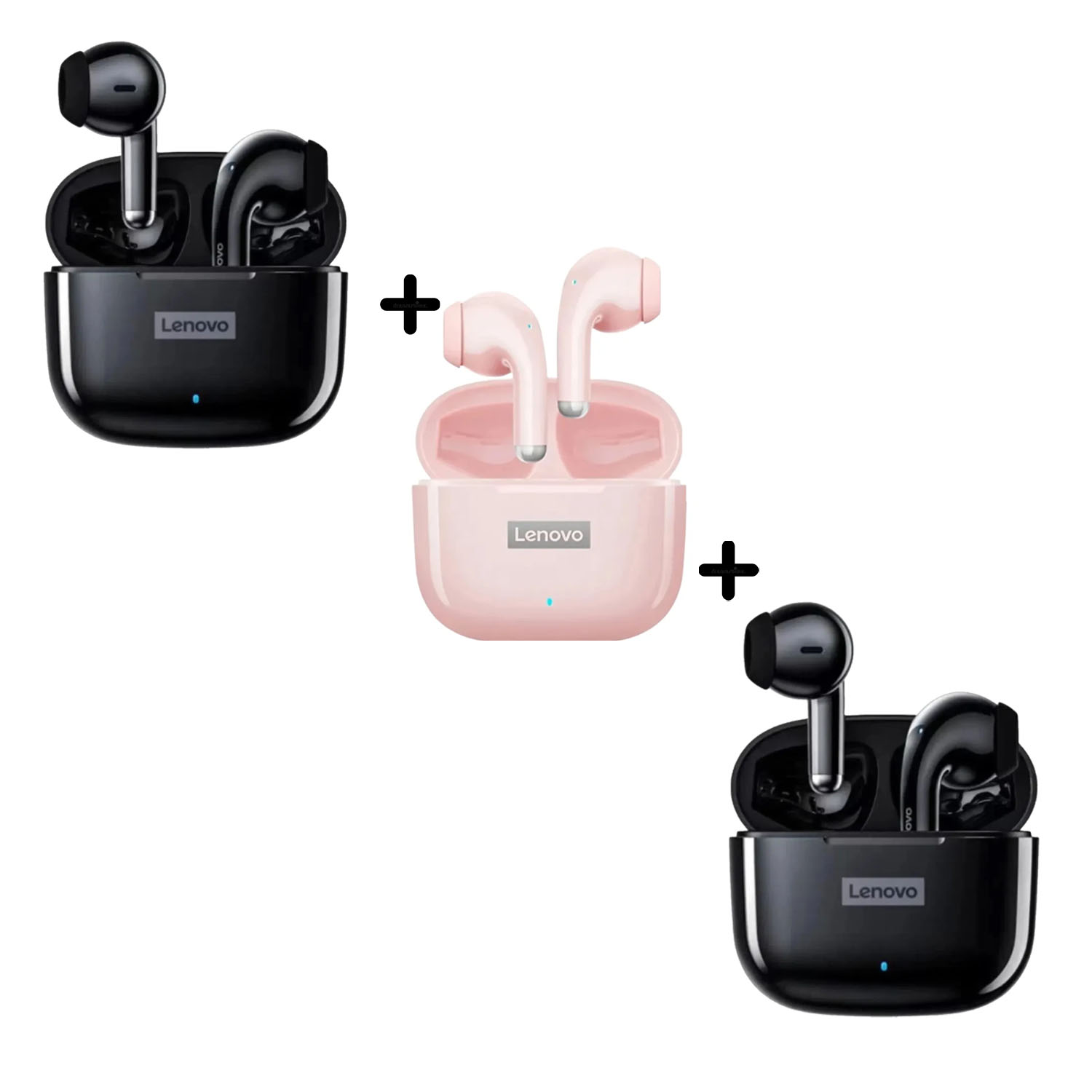 COMBO LENOVO AUDÍFONOS LP40 PRO NEGRO X2 + LP40 PRO ROSADO - 1